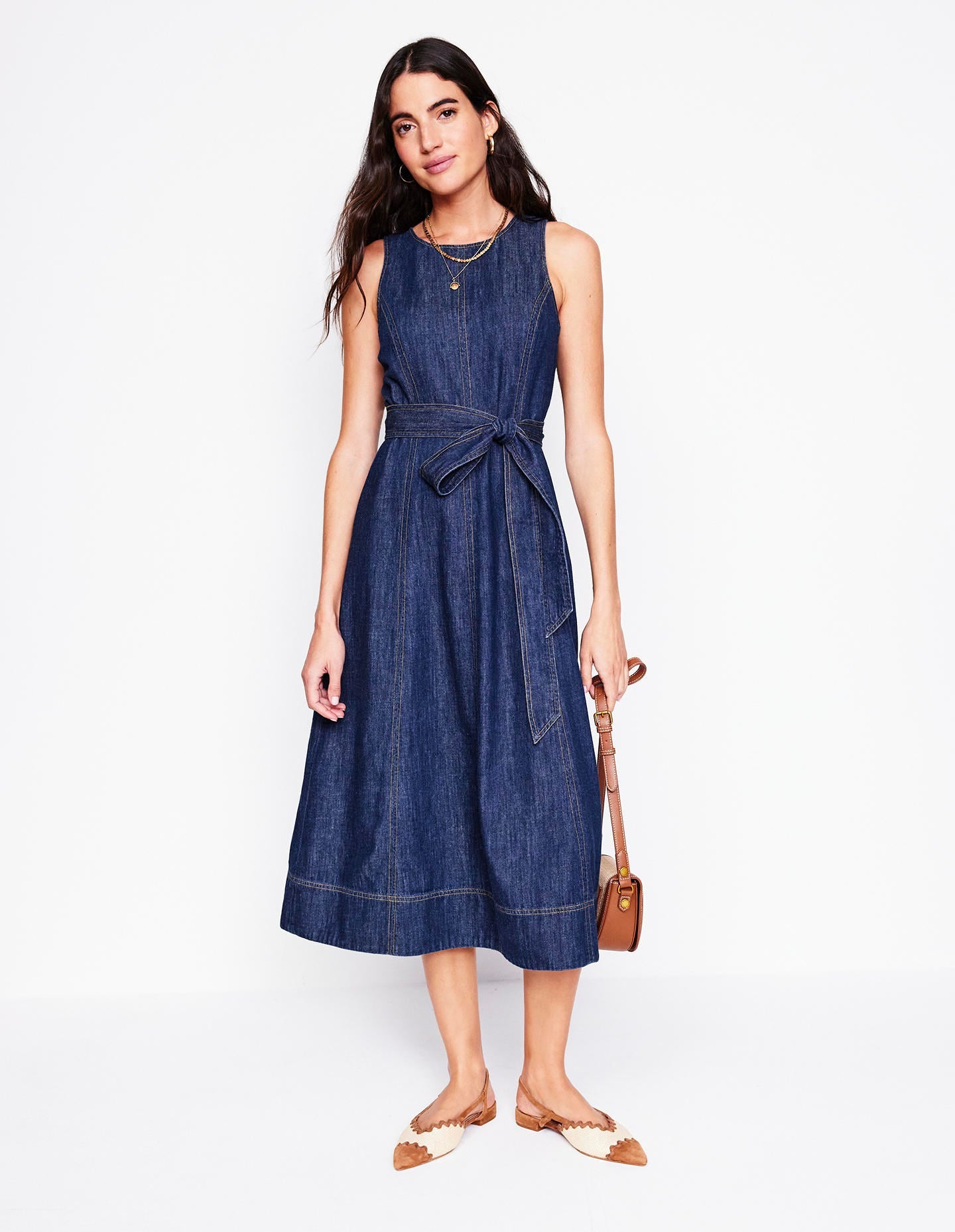 Sleeveless Denim Dress-Dark Vintage Denim - Image 1