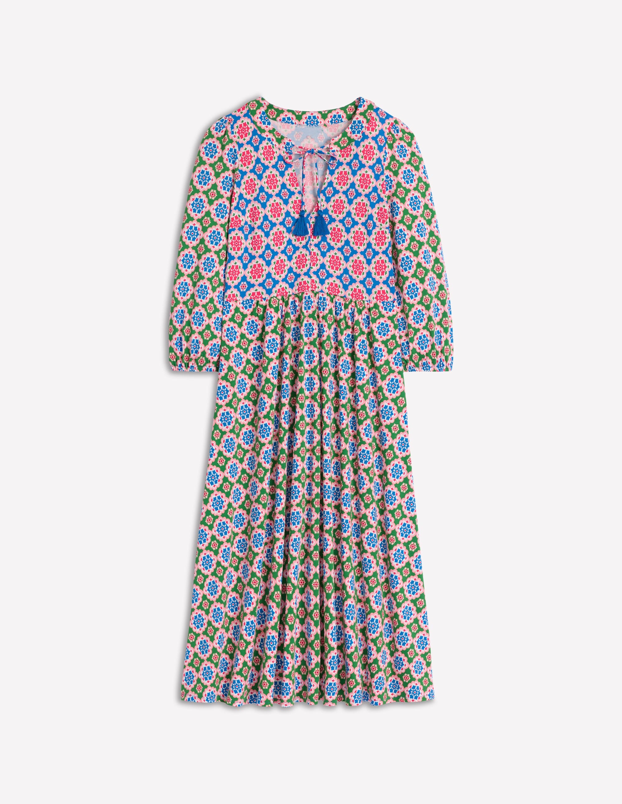 Notch Neck Midi Dress-Multi, Bloom Geo - Image 6