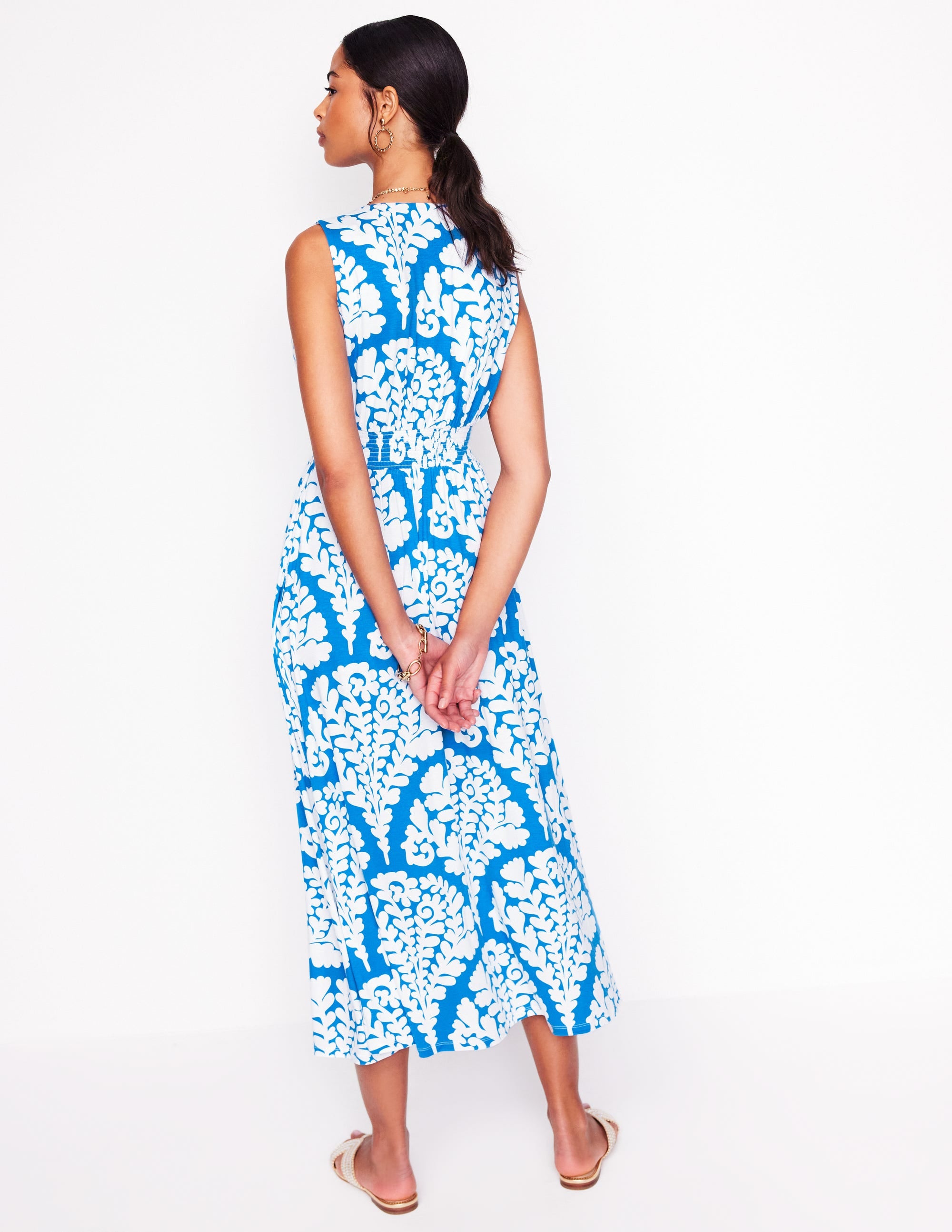 Paloma Jersey Maxi Dress-Cerulean Blue, Blossomy - Image 3