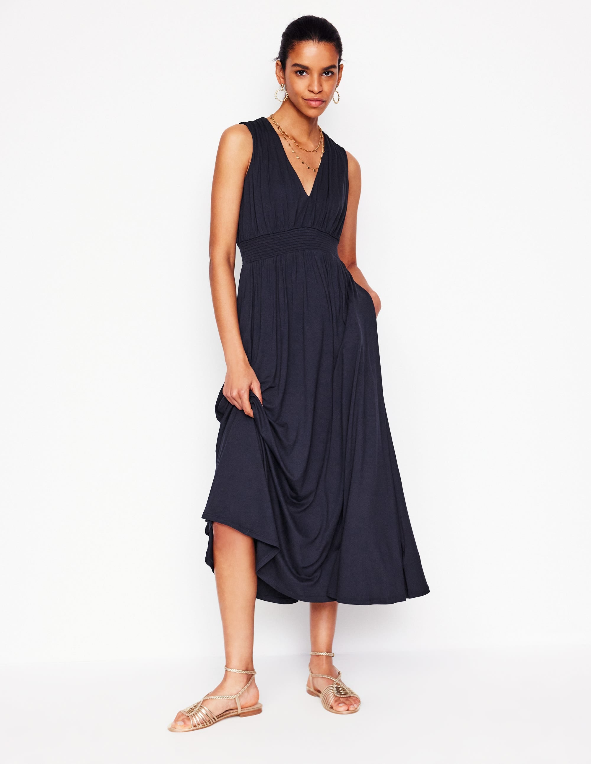 Paloma Jersey Maxi Dress-Navy - Image 1