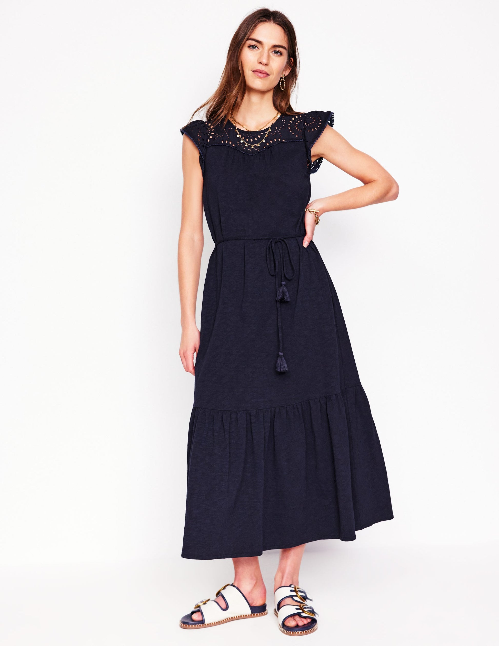 Juliet Broderie Midi Dress-Navy | Boden UK Juliet Broderie Midi Dress-Navy | Boden UK