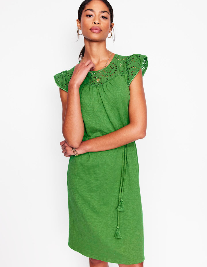 Juliet Broderie Short Dress-Paradise Green