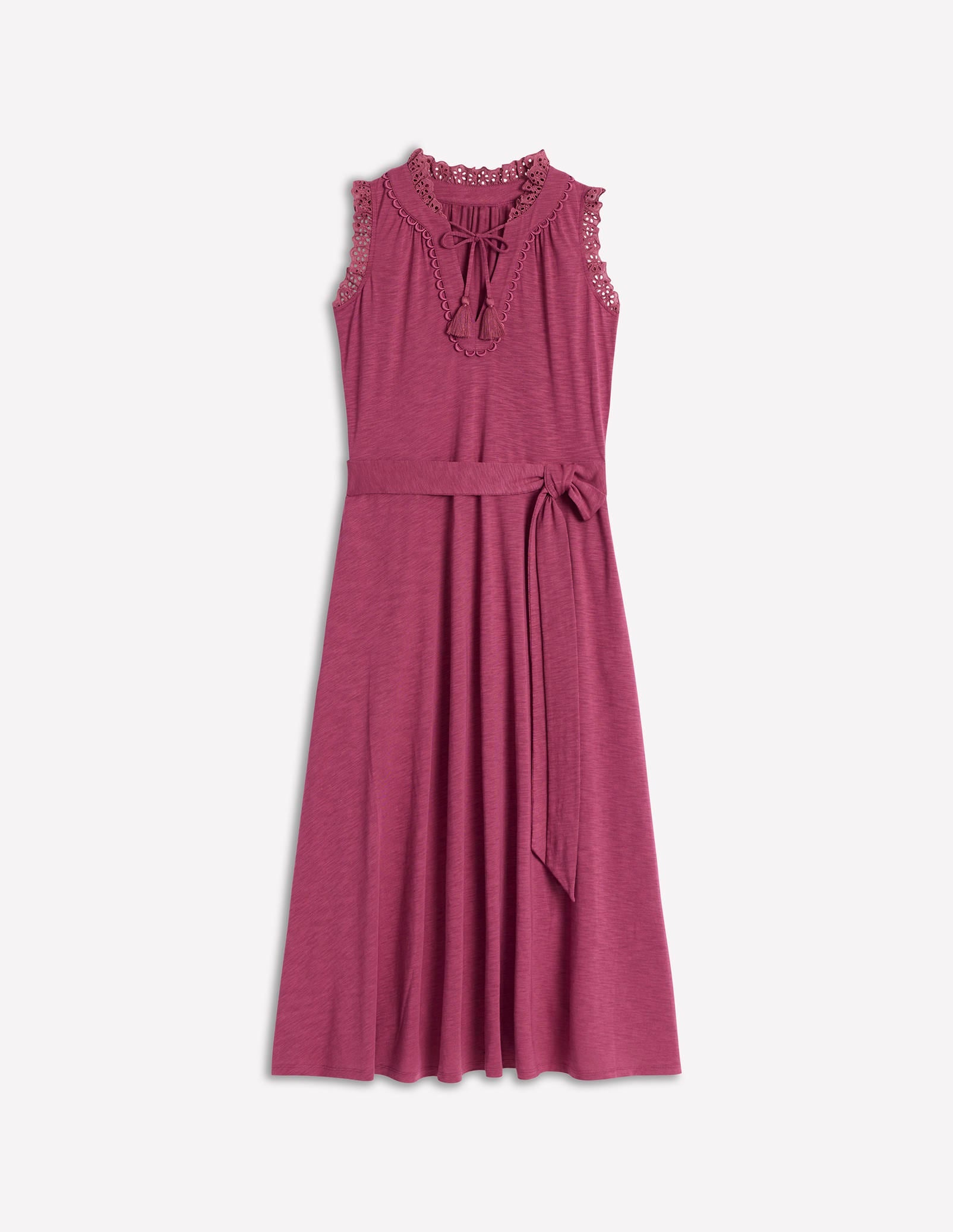 Aria Broderie Trim Midi Dress-Plum Purple - Image 5