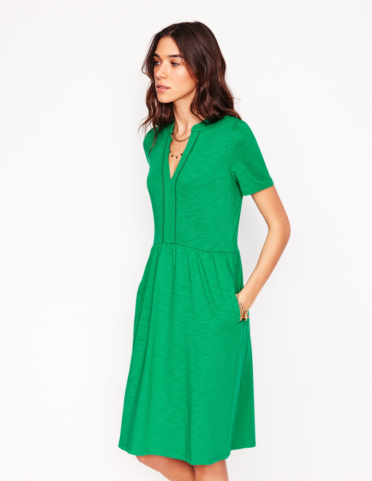Naomi Short Sleeve Dress-Rich Emerald - Image 4