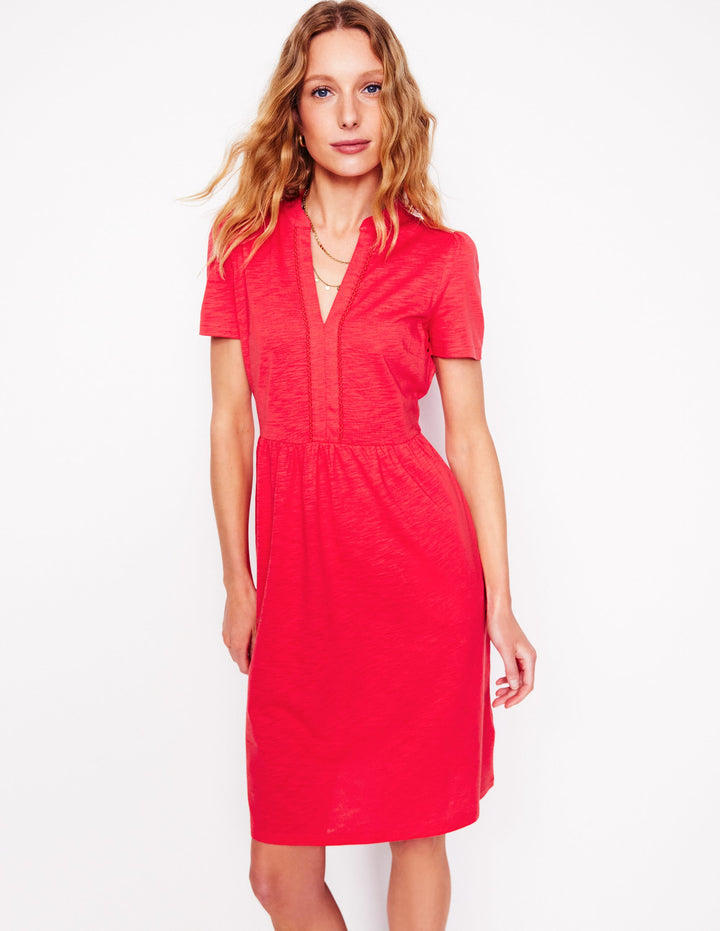 Naomi Short Jersey Dress-Strawberry Tart Red