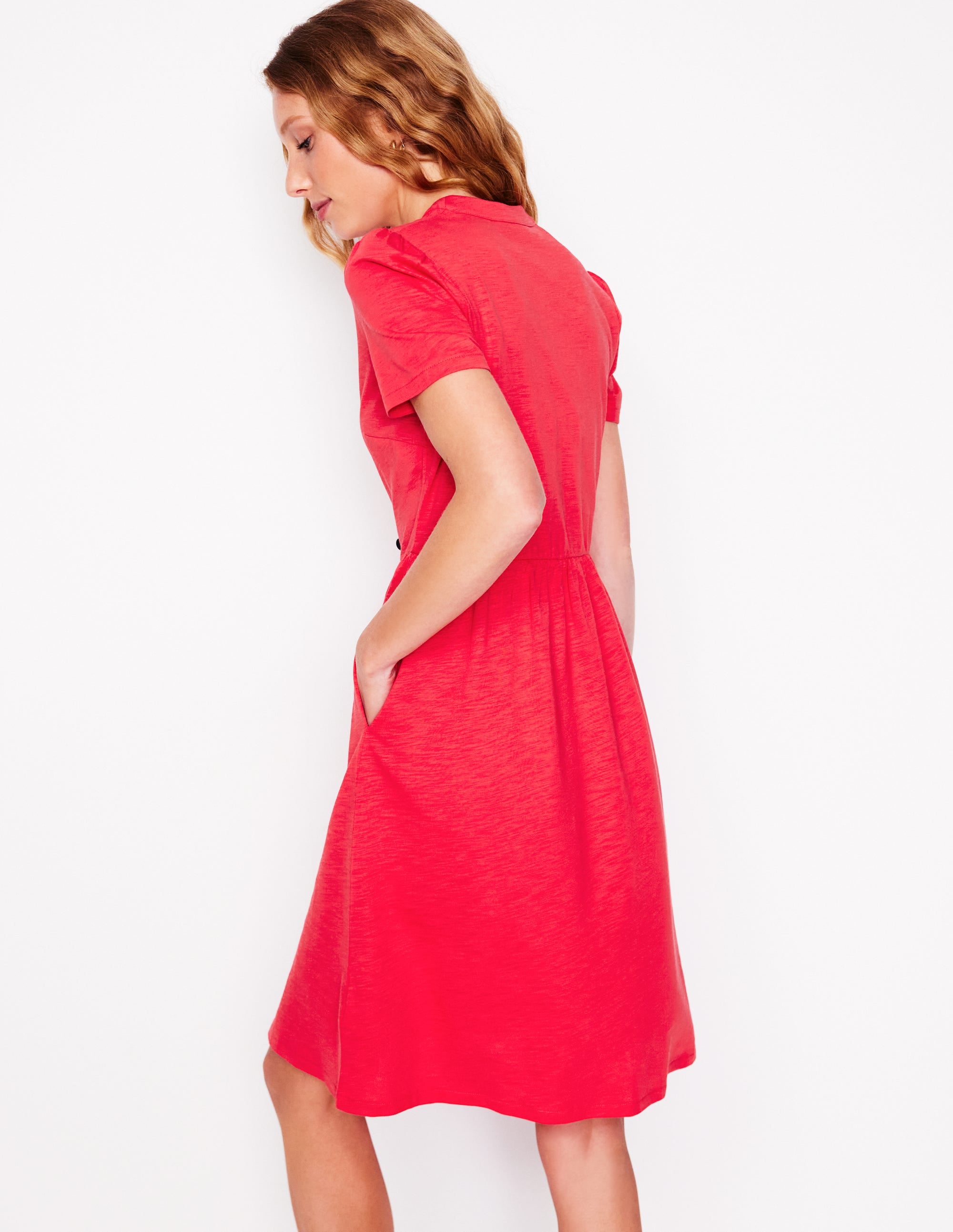 Naomi Short Sleeve Dress-Strawberry Tart Red - Image 3