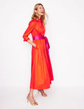 Maxi Pleated Bow Dress-Firecracker Red