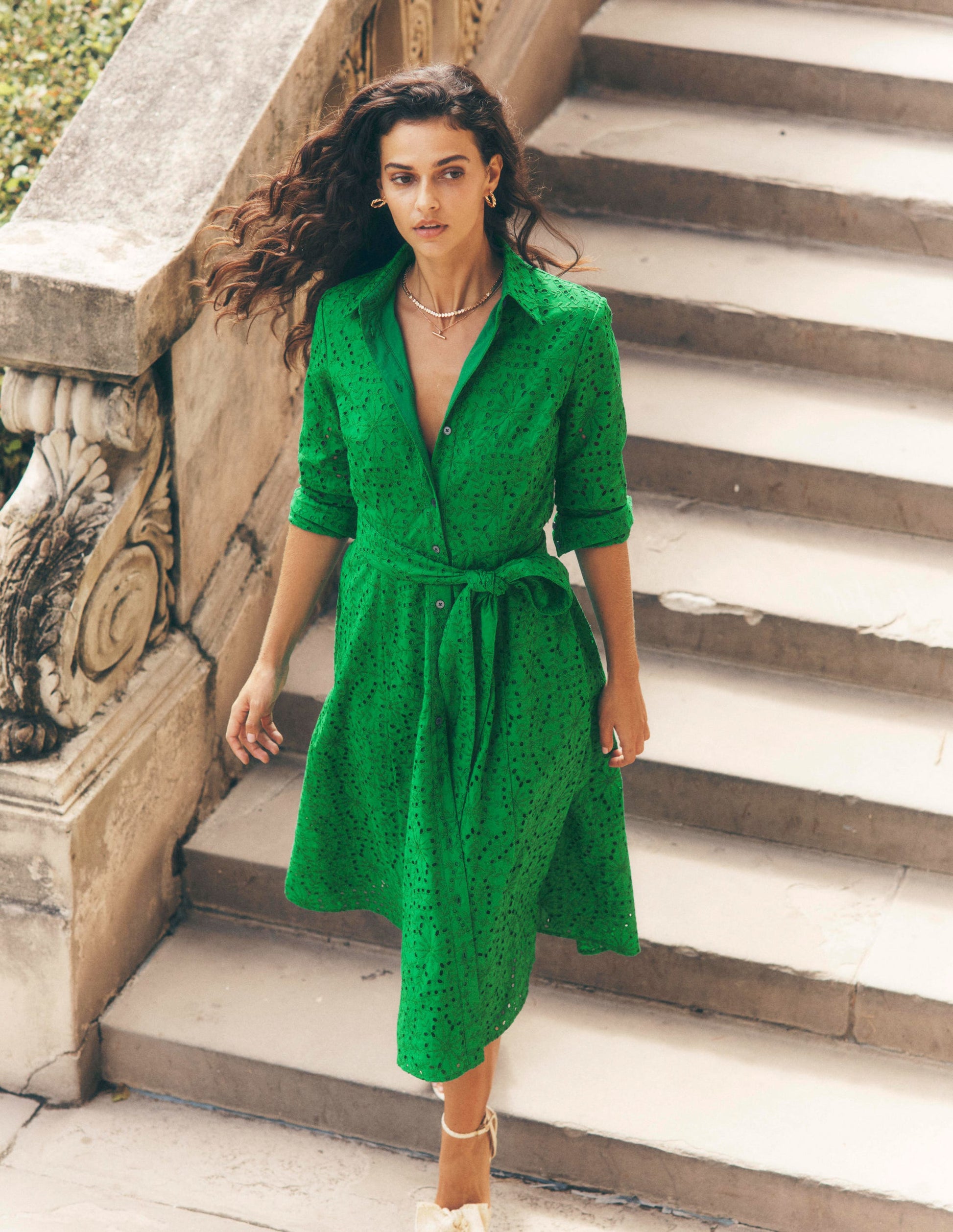 Amy Broderie Midi Shirt Dress-Rich Emerald | Boden UK Amy Broderie Midi Shirt Dress-Rich Emerald | Boden UK
