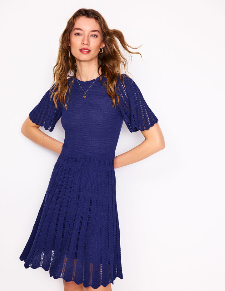 Cotton Stitch Crew Dress-Twilight Blue