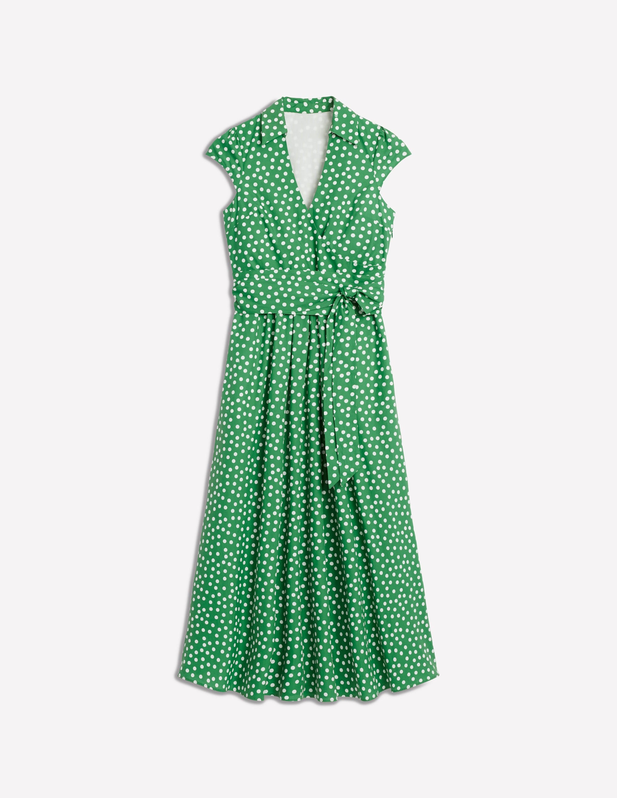 Julia Cotton Wrap Midi Dress-Highland Green, Painted Dot - Image 6