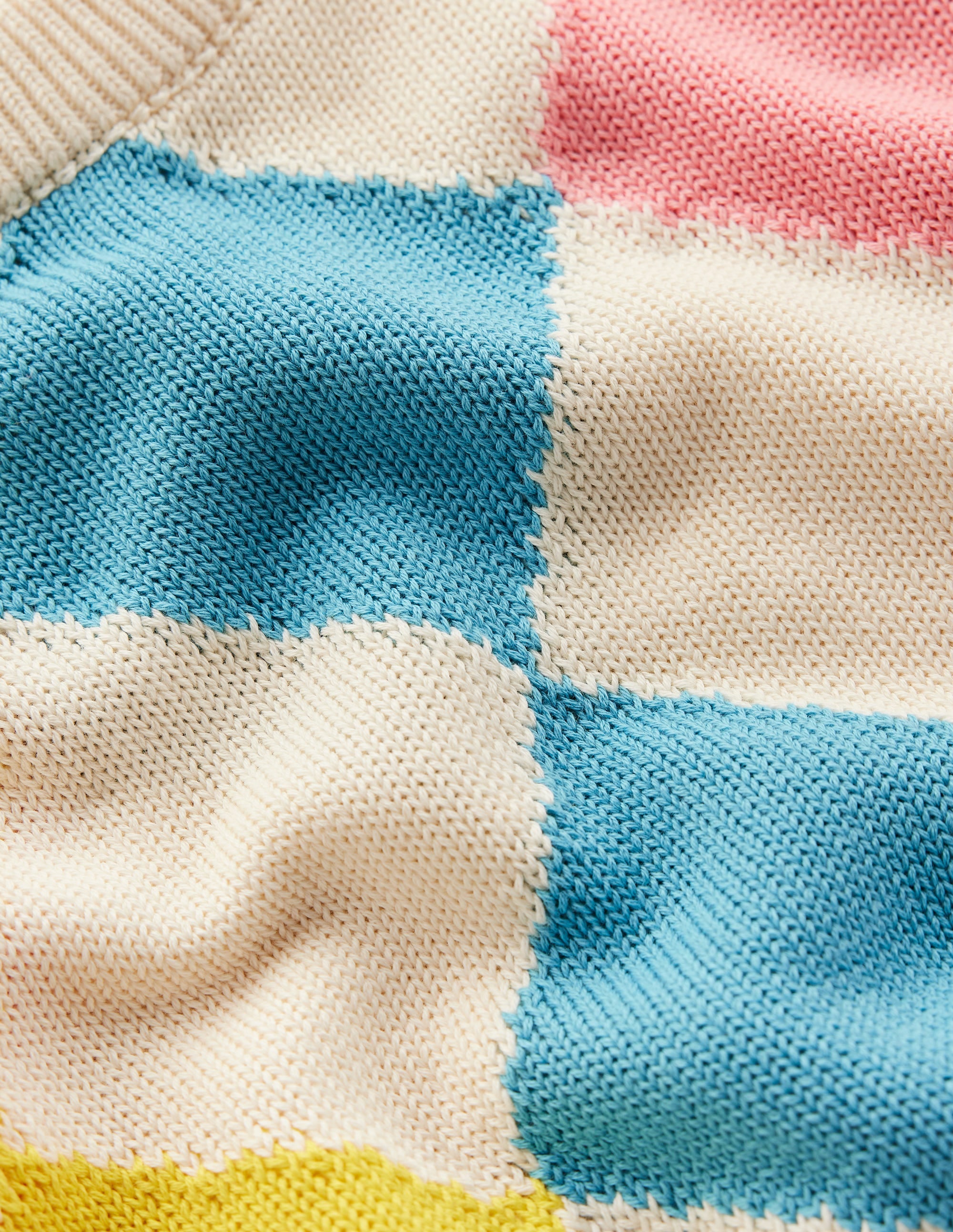 Cotton Argyle Jumper-Pink, Light Blue Argyle - Image 7