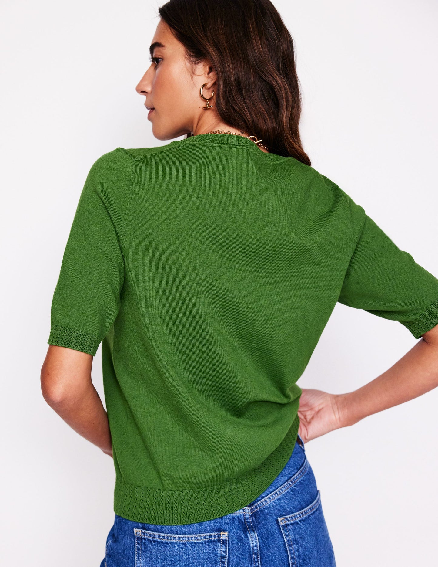 Emilia Cotton Crew T-shirt-Promenade Green
