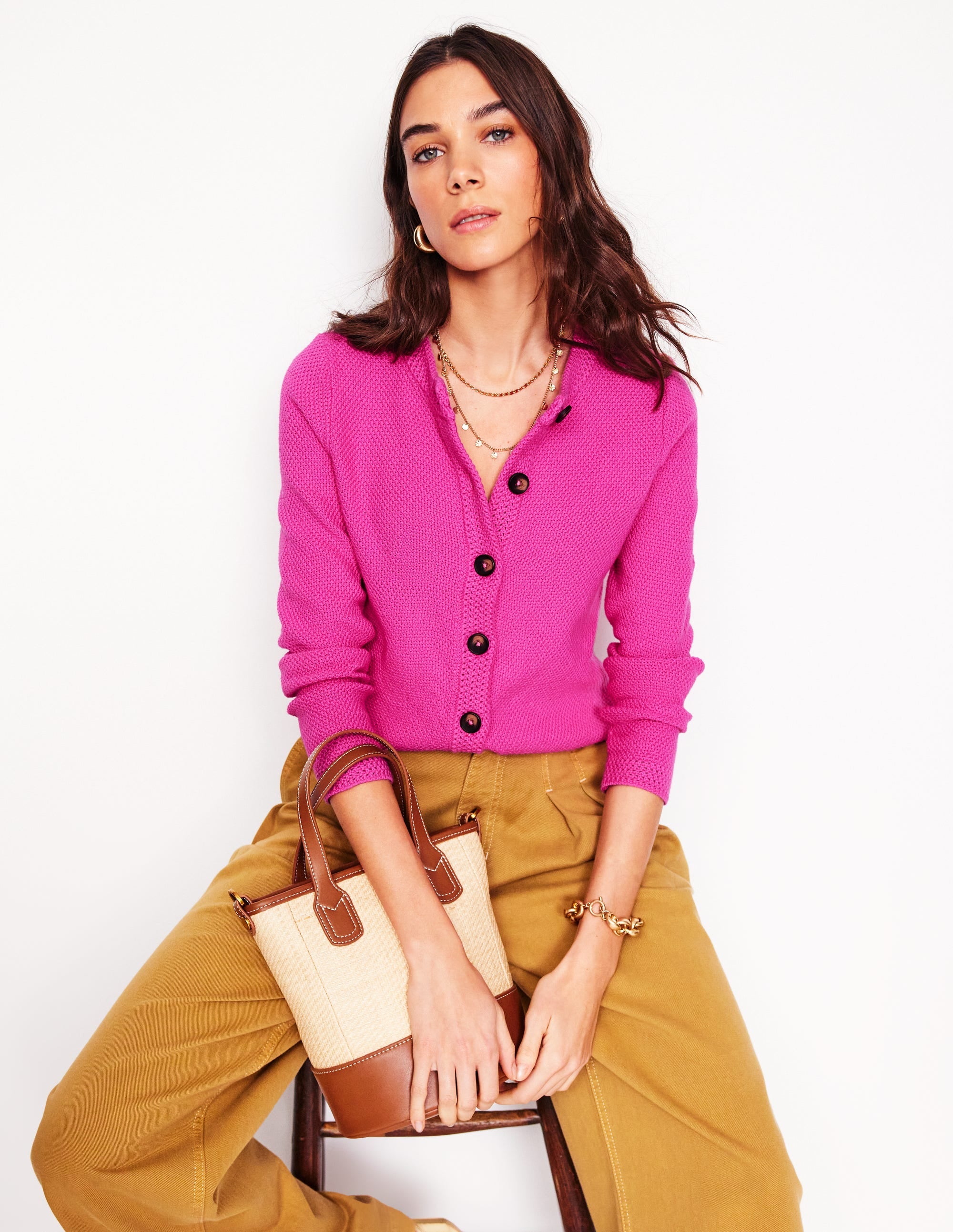 Callie Crochet Trim Cardigan-Tickled Pink - Image 2
