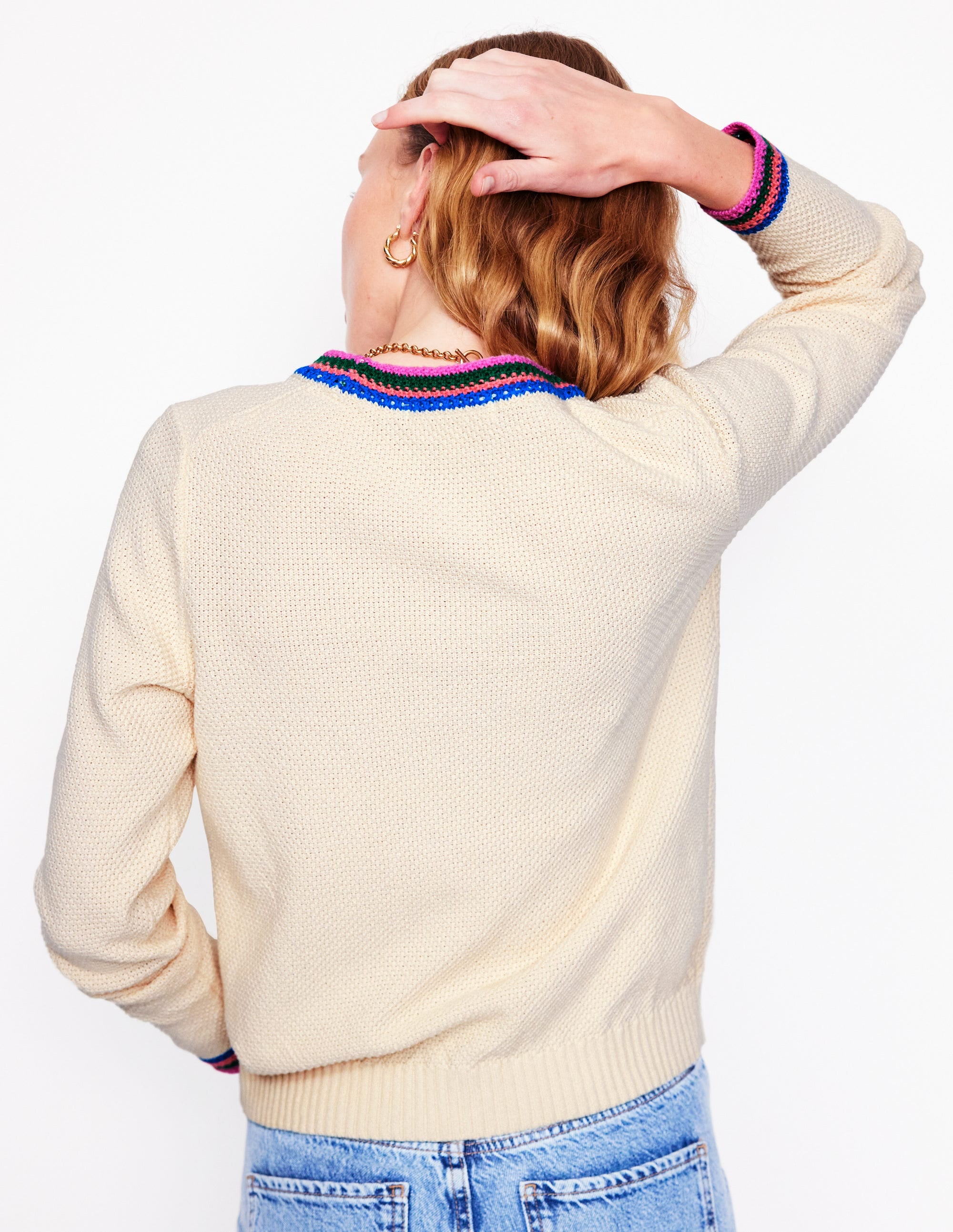 Callie Crochet Trim Jumper-Warm Ivory - Image 4