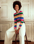Callie Crochet Trim Jumper-Bright Rainbow Stripe Large