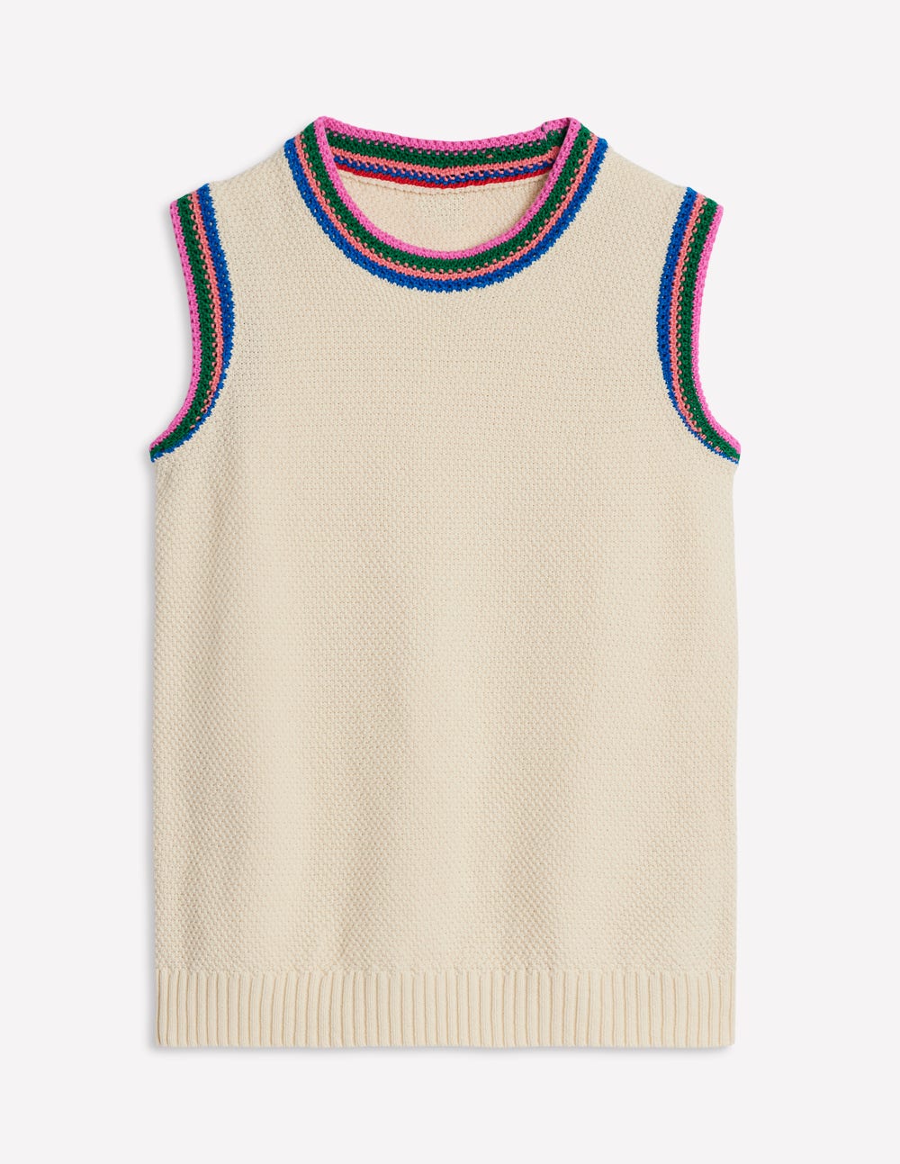 Callie Crochet Trim Tank-Warm Ivory, Rainbow Trim - Image 6