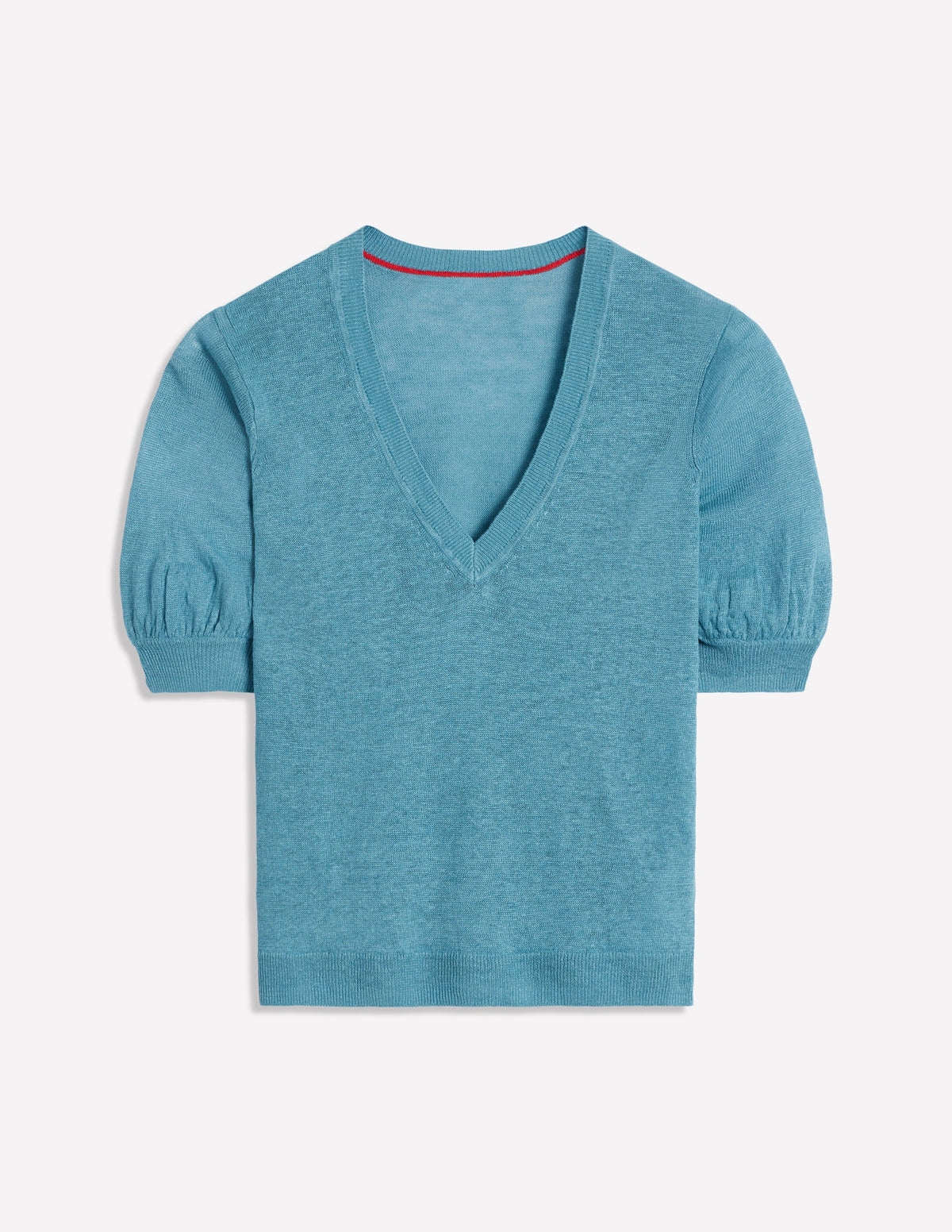 Liv V-Neck Linen T-Shirt-Duck Egg Blue - Image 7