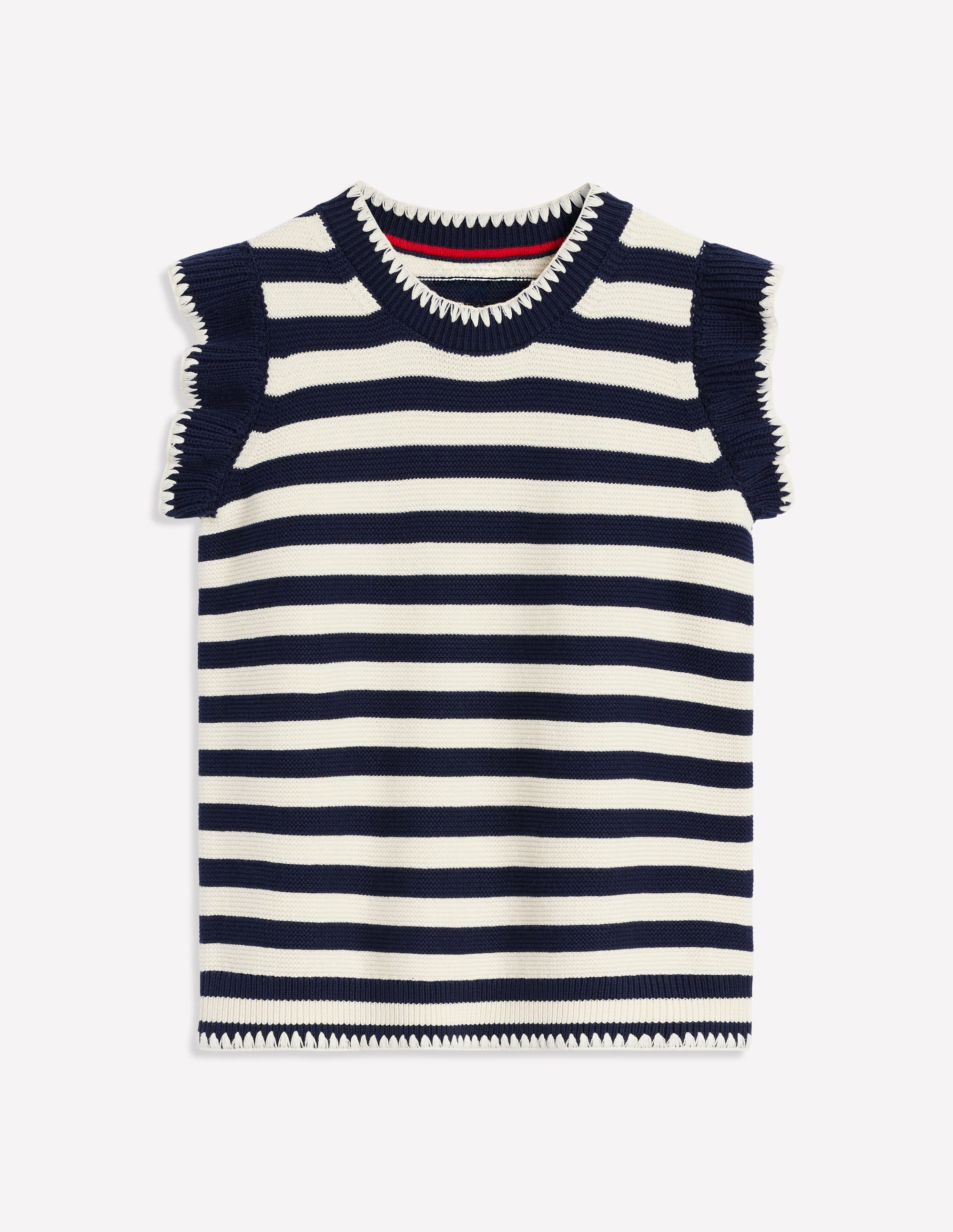 Lena Stitch Detail Tank-Navy and Ivory Stripe - Image 7