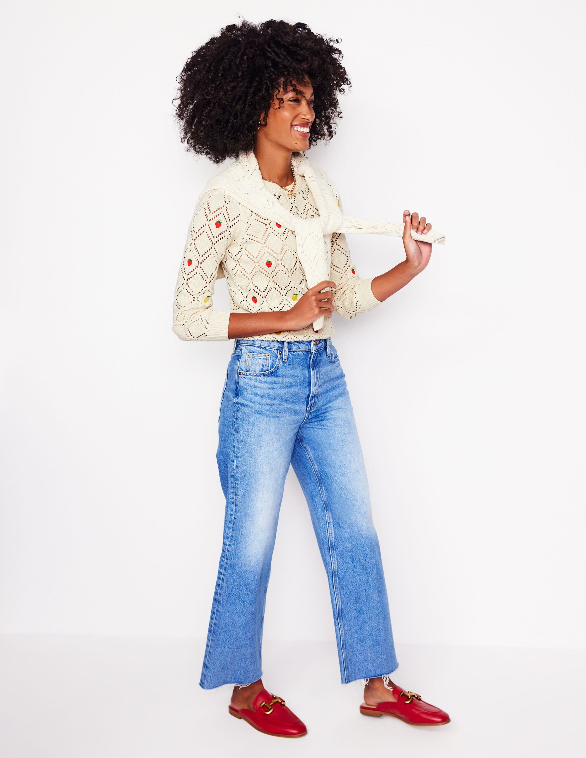 Enid Embroidered Jumper-Warm Ivory, Fruit - Image 5