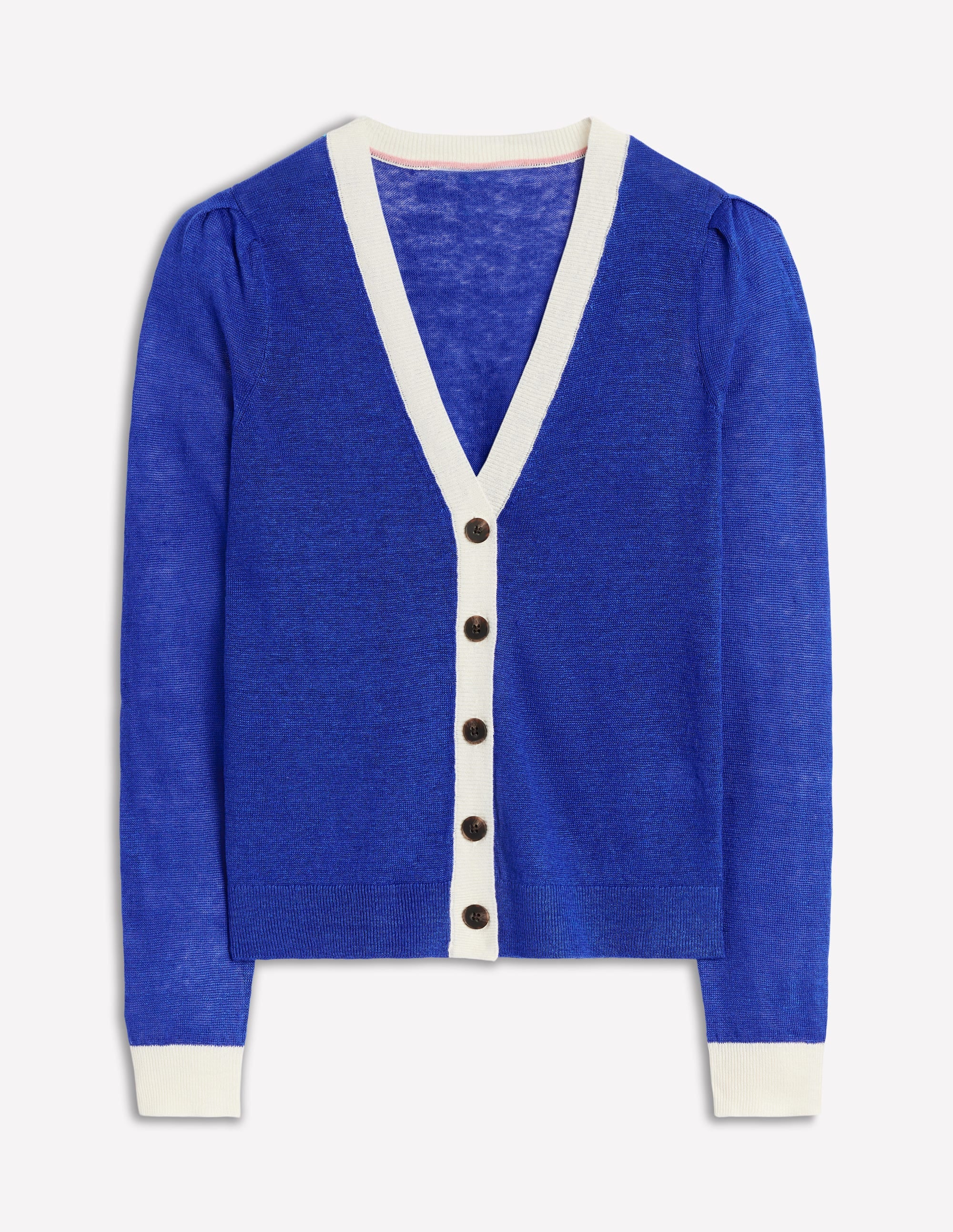 Liv V-Neck Linen Cardigan-Bright Blue - Image 5