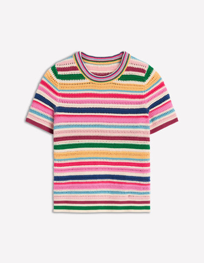 Textured Stitch T-Shirt-Pink Rose, Terracotta Rainbow-5