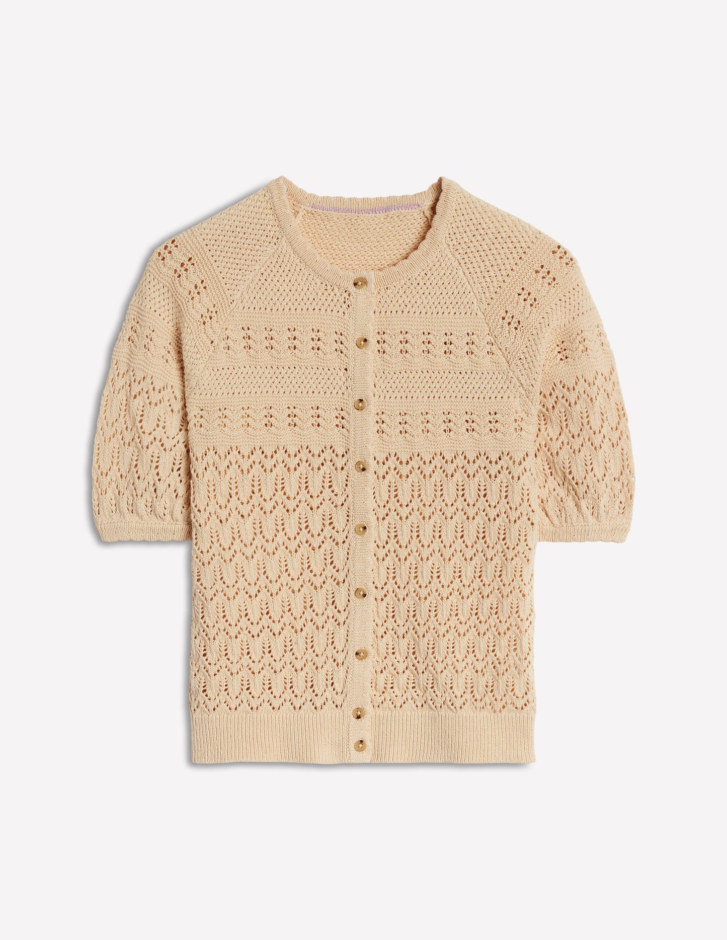 Elodie Stitch Crew Cardigan-Warm Ivory