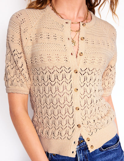 Elodie Stitch Crew Cardigan-Warm Ivory-2