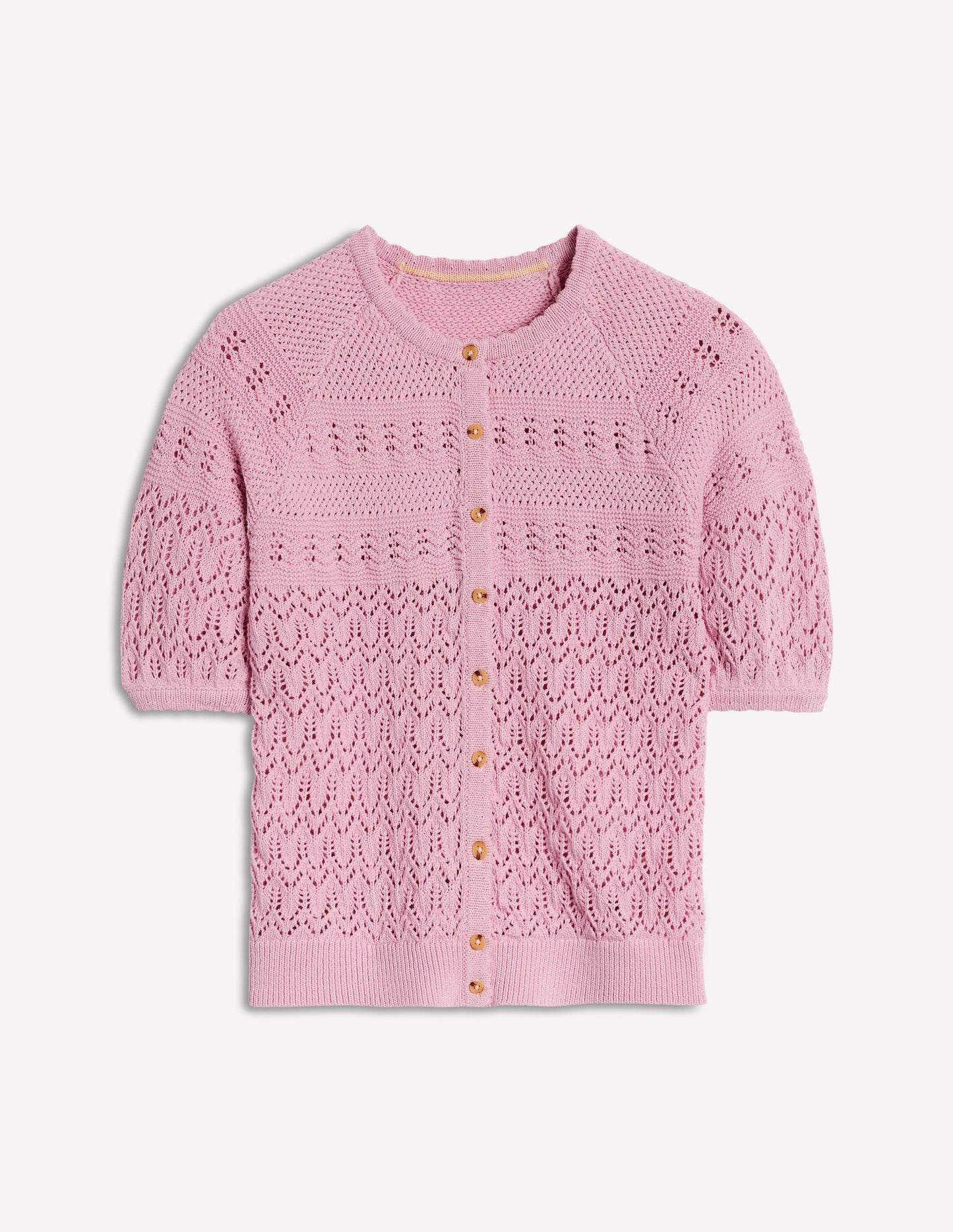Elodie Stitch Crew Cardigan-Soft Pink