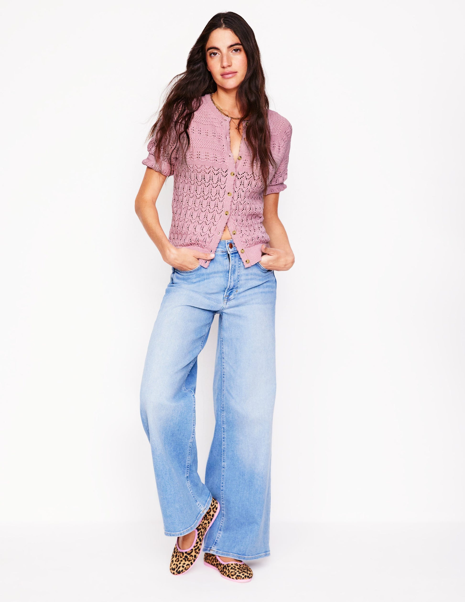 Elodie Stitch Crew Cardigan-Soft Pink-5