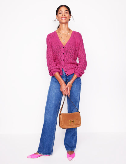 Elodie Stitch V-Neck Cardigan-Purple Damson-4