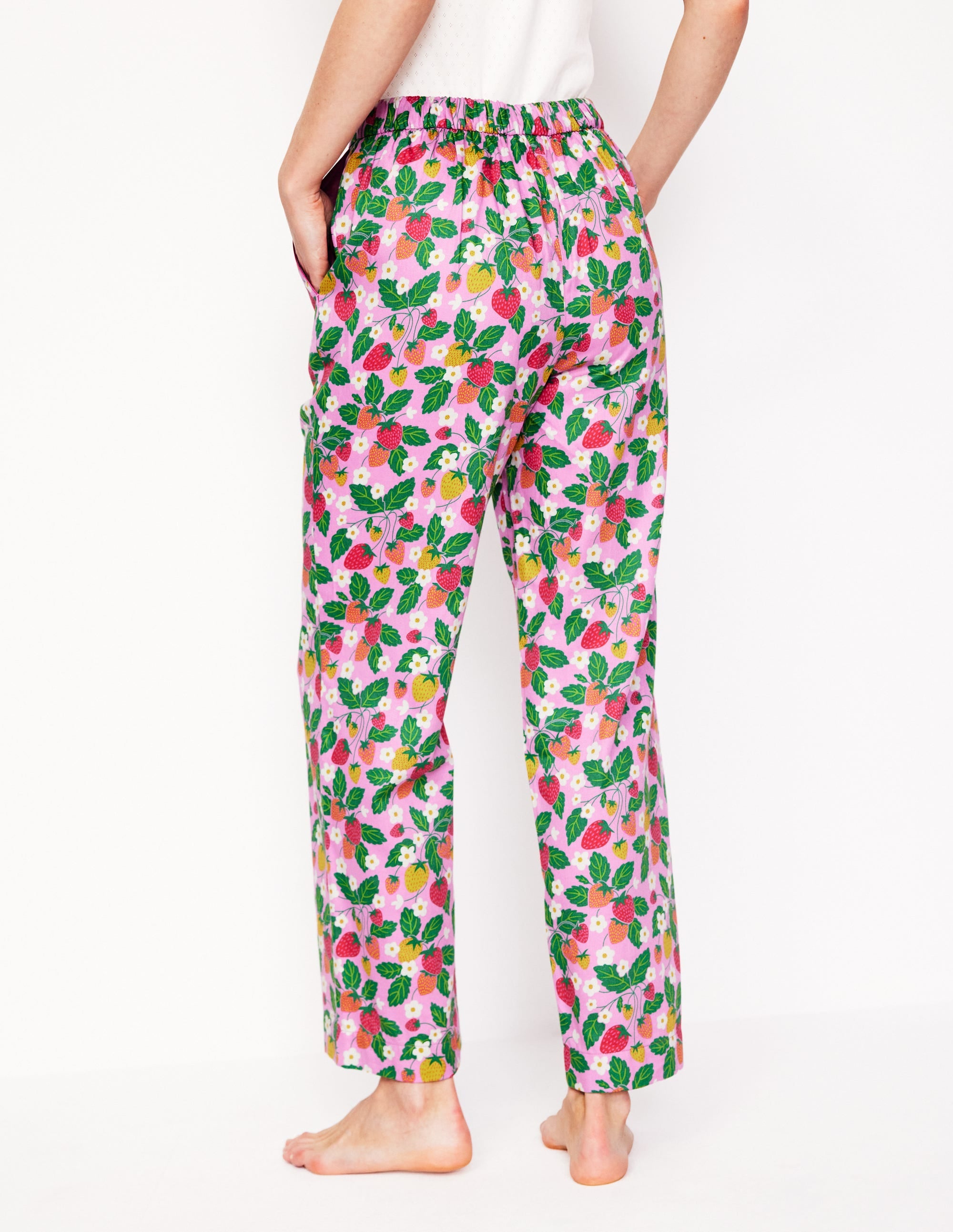 Cotton Sateen Pyjama Trousers-MeadowsweetPink Fruit Paradise - Image 4