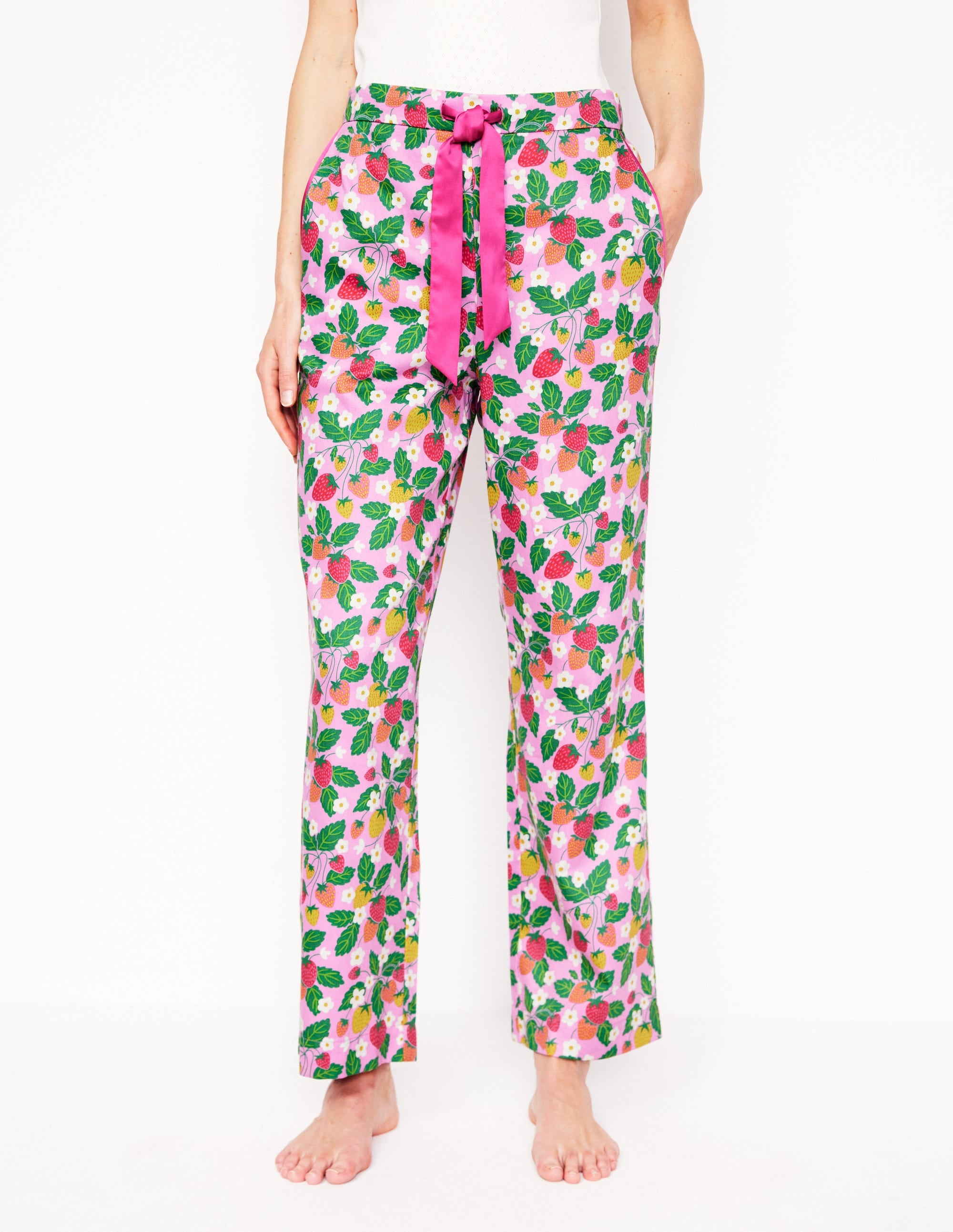 Cotton Sateen Pyjama Trousers-MeadowsweetPink Fruit Paradise - Image 5