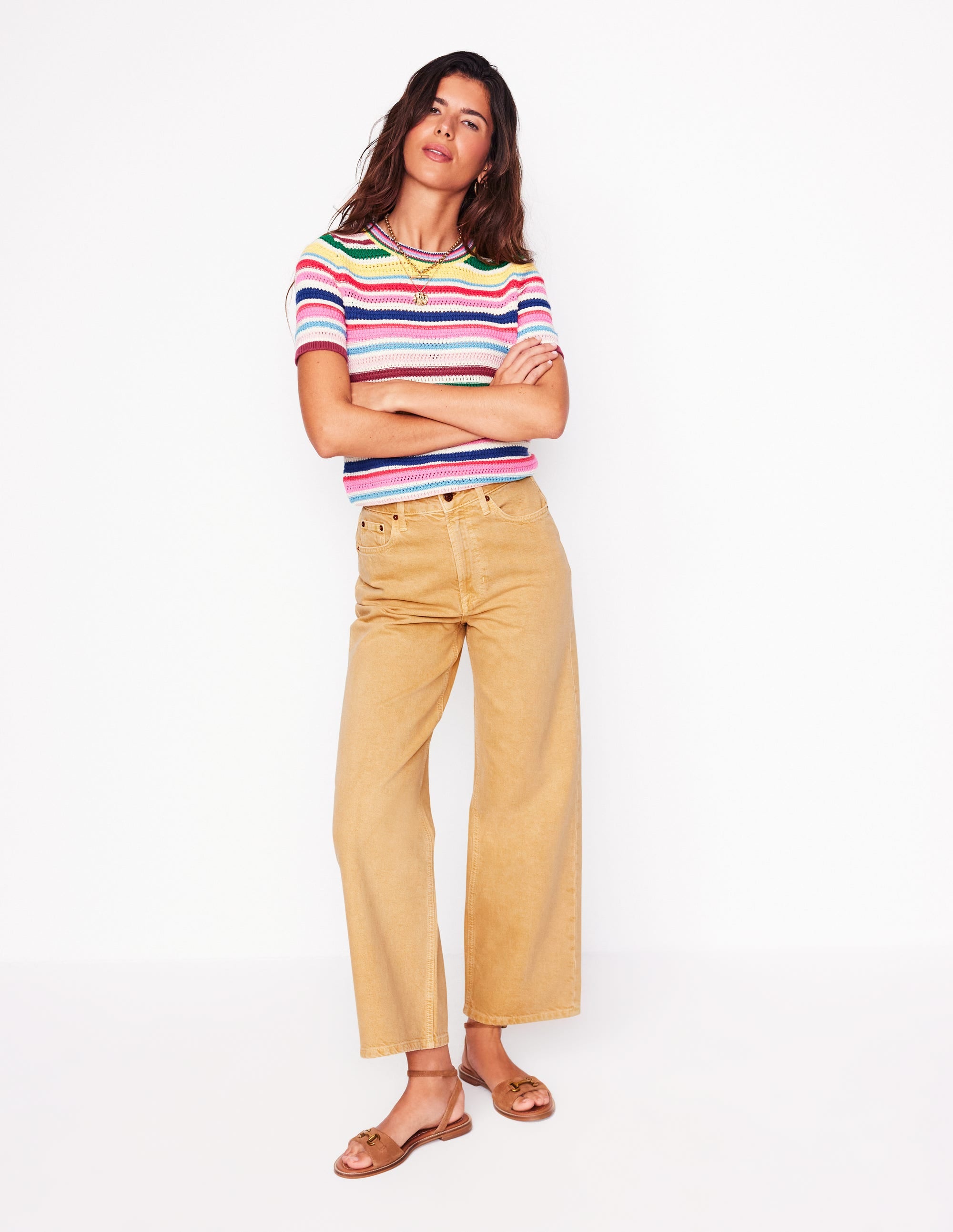 High Rise Straight Crop Jeans-Buttermilk Yellow - Image 1