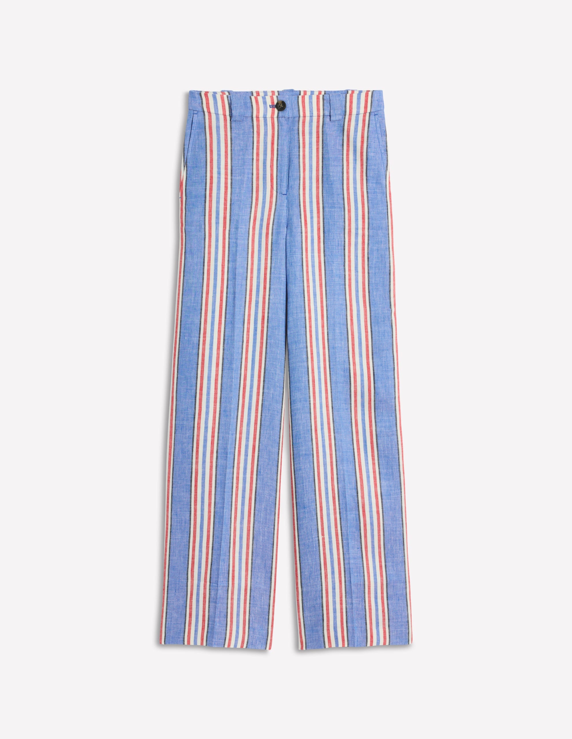 Westbourne Linen Trousers-Peacock Blue, Red Stripe - Image 6