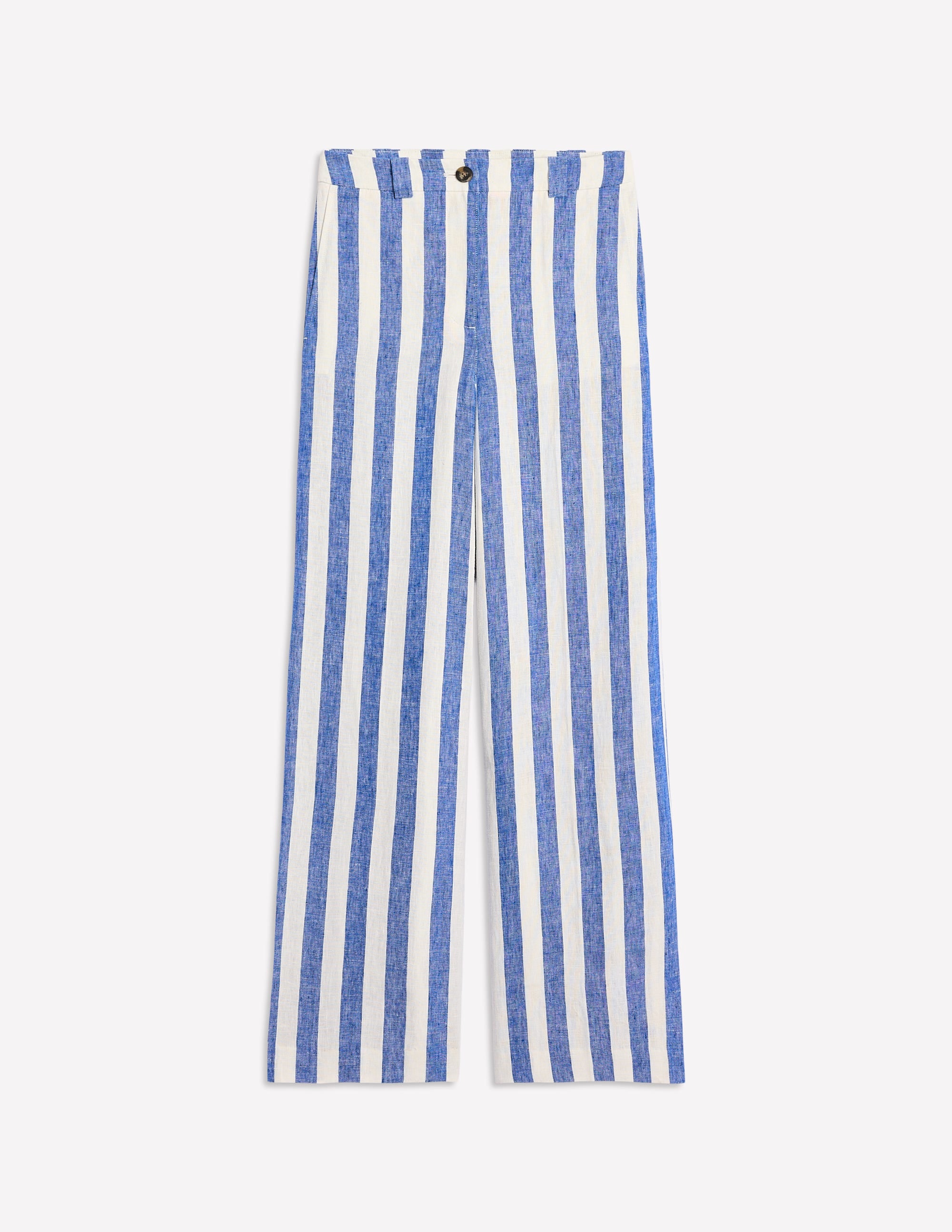 Westbourne Linen Trousers-Bright Blue Stripe - Image 6