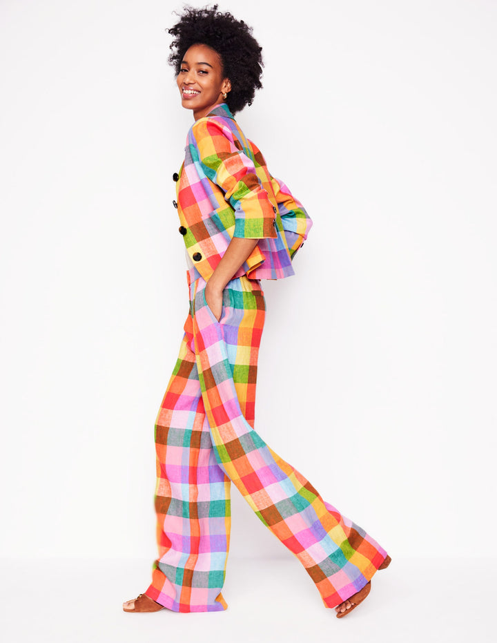 Dulwich Linen Trousers-Rainbow Multigingham