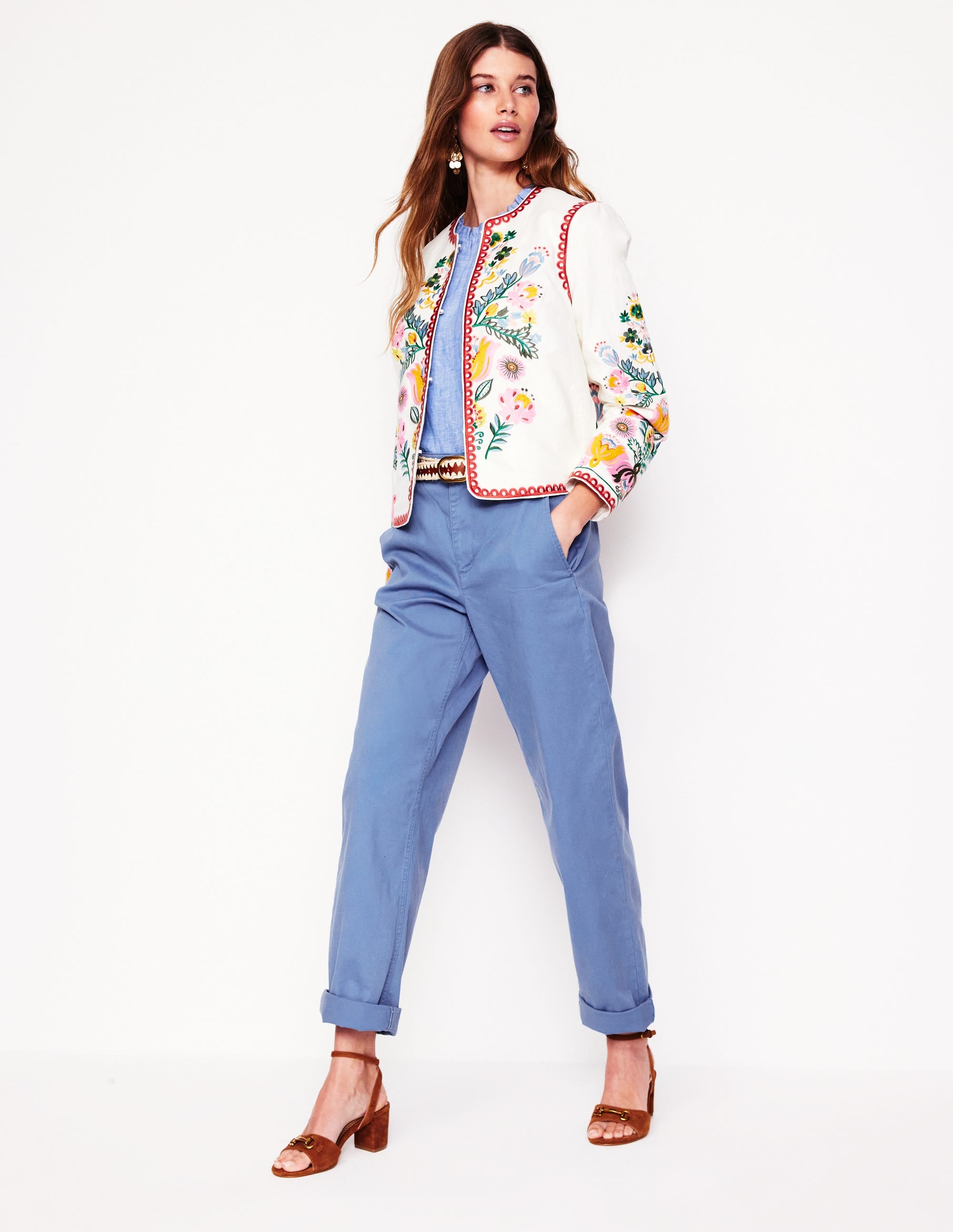 Barnsbury Chino Trousers-Blue River - Image 1