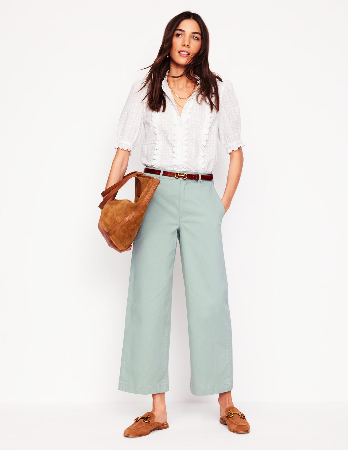 Barnsbury Crop Chino Trousers-Soft Jade - Image 1