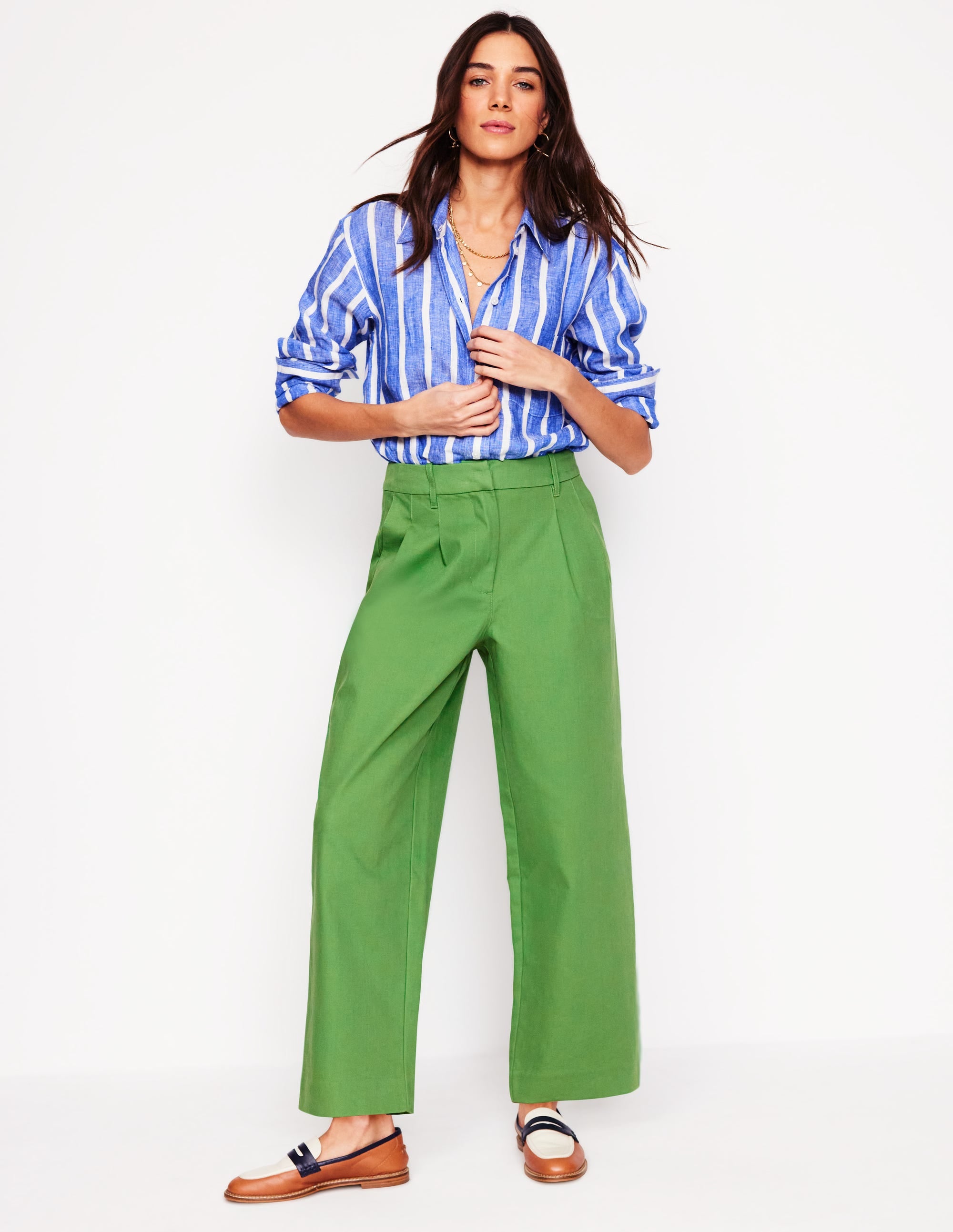 Bloomsbury Cotton Trousers-Paradise Green - Image 1