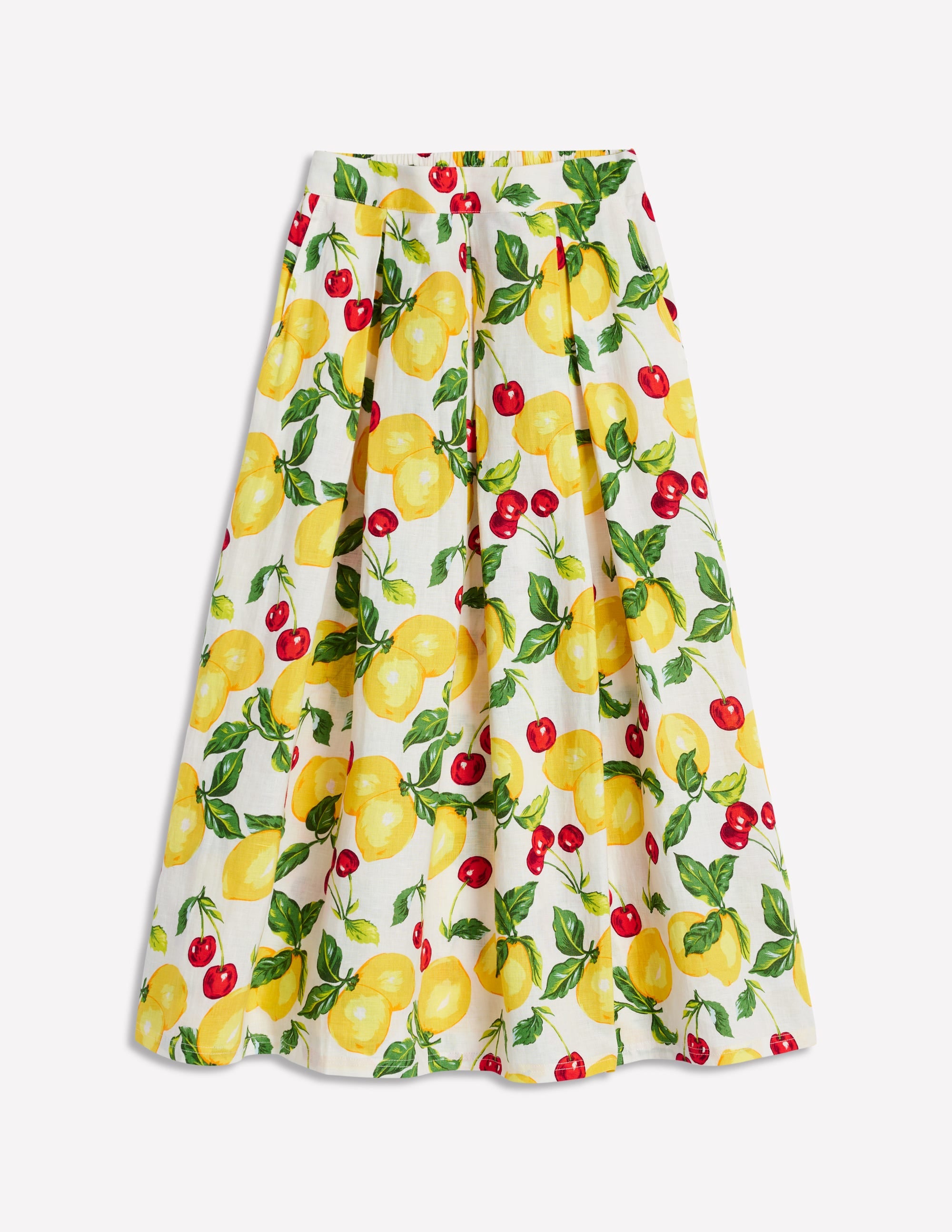 Verity Linen Midi Skirt-Ivory, Cherries and Lemons - Image 6