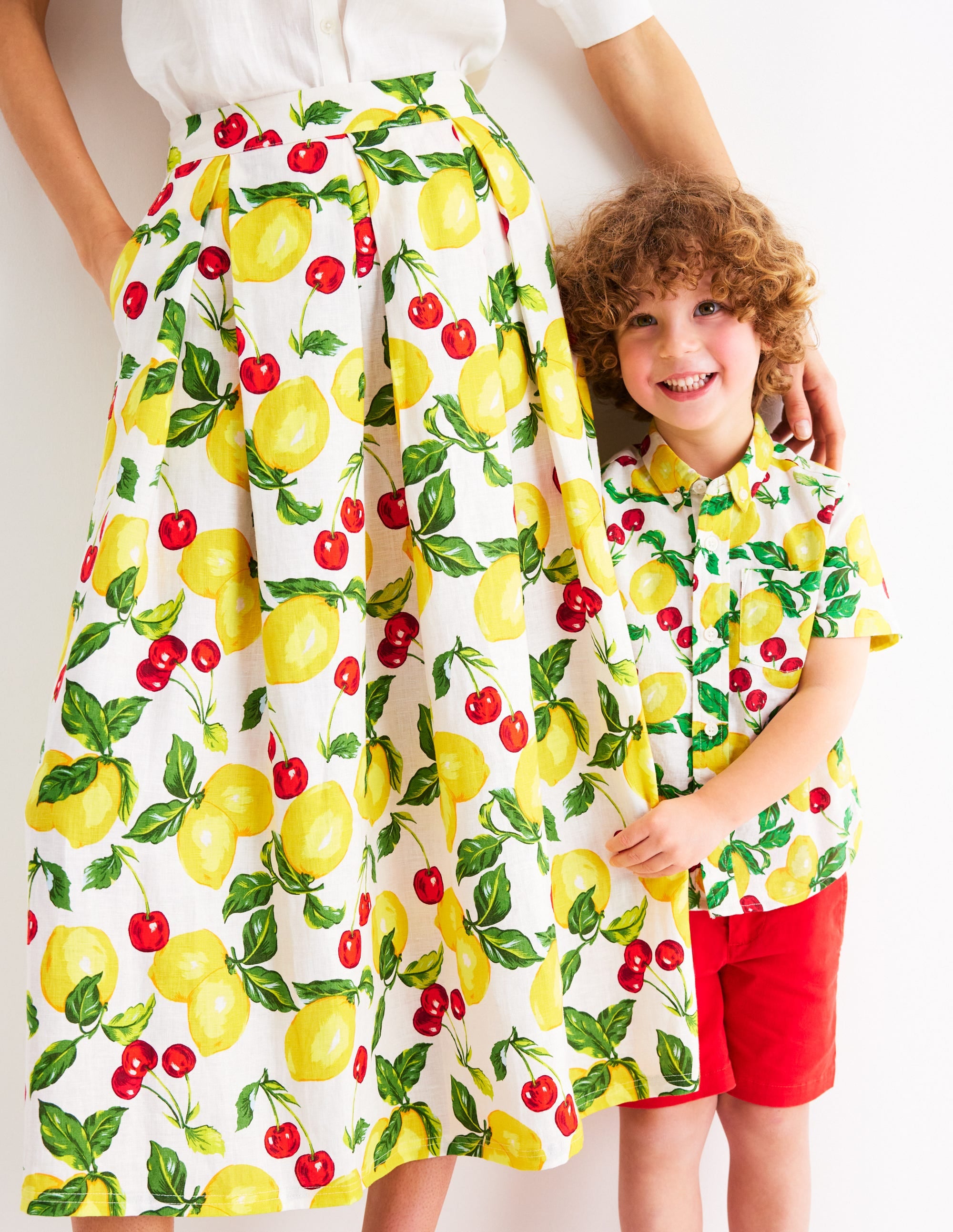 Verity Linen Midi Skirt-Ivory, Cherries and Lemons - Image 5