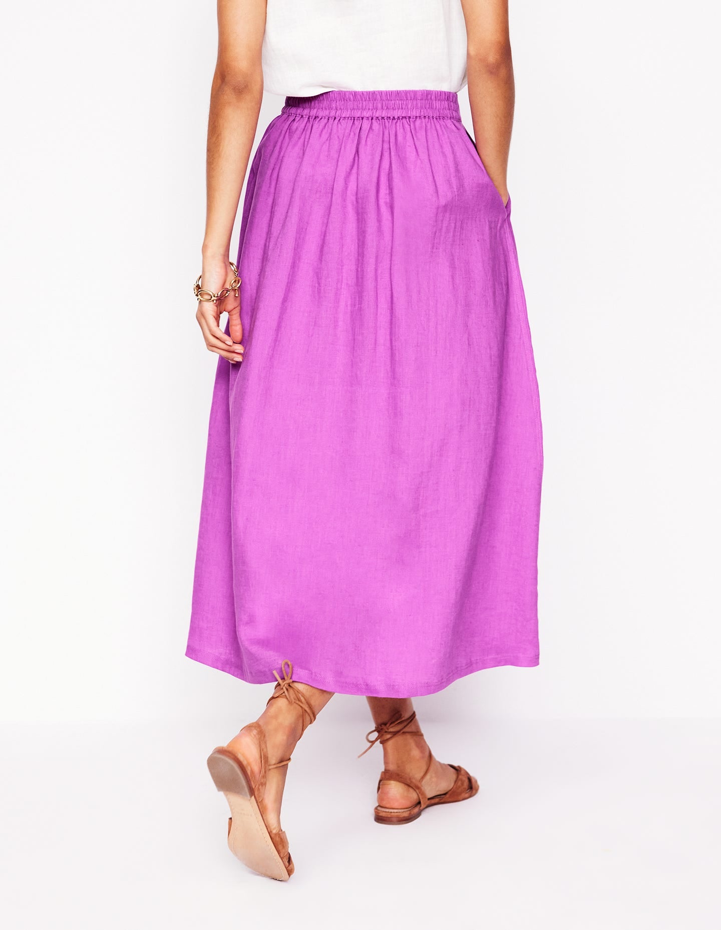 Verity Linen Midi Skirt-Foxglove Purple - Image 4