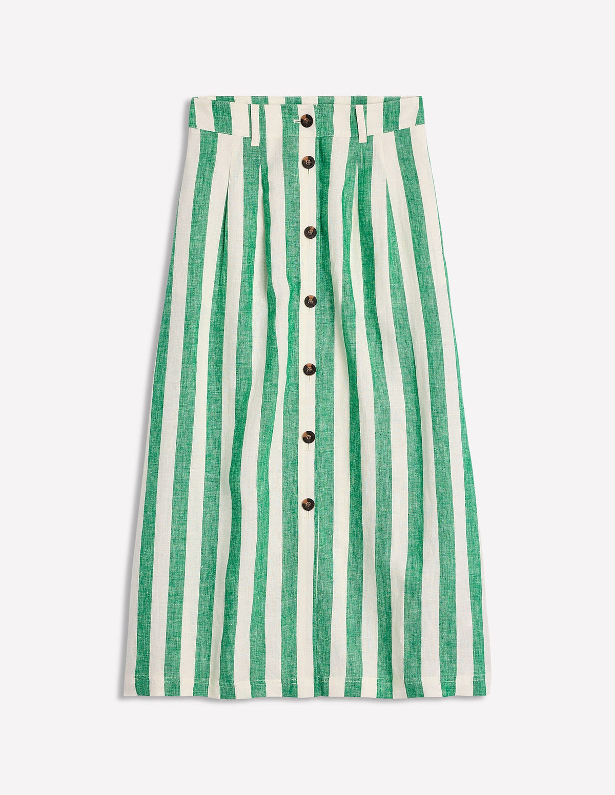 Thomasina Linen Midi Skirt-Rich Emerald Stripe - Image 5