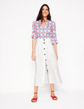 Thomasina Linen Midi Skirt-White