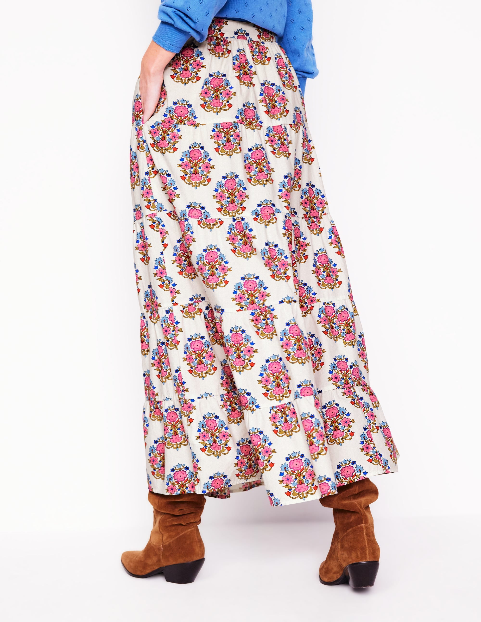 Nadia Poplin Maxi Skirt-Ivory, Wildflower Stamp - Image 3