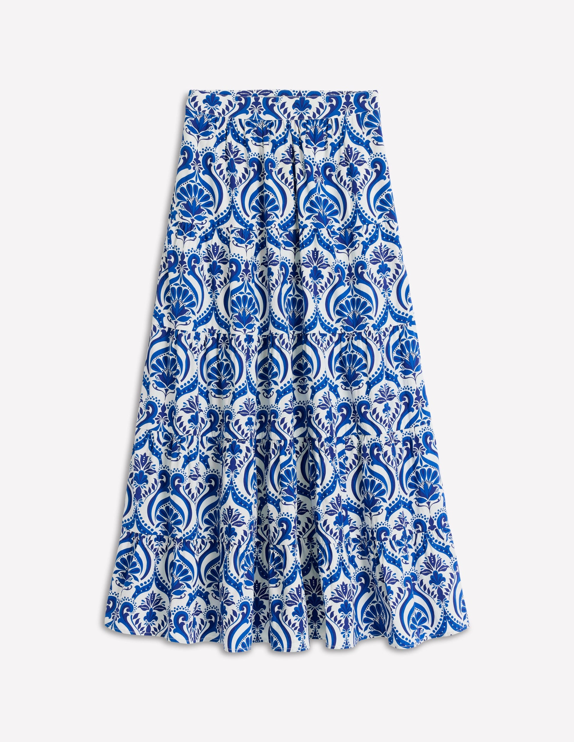 Nadia Poplin Maxi Skirt-Blue, Ornamental Floral Boden UK