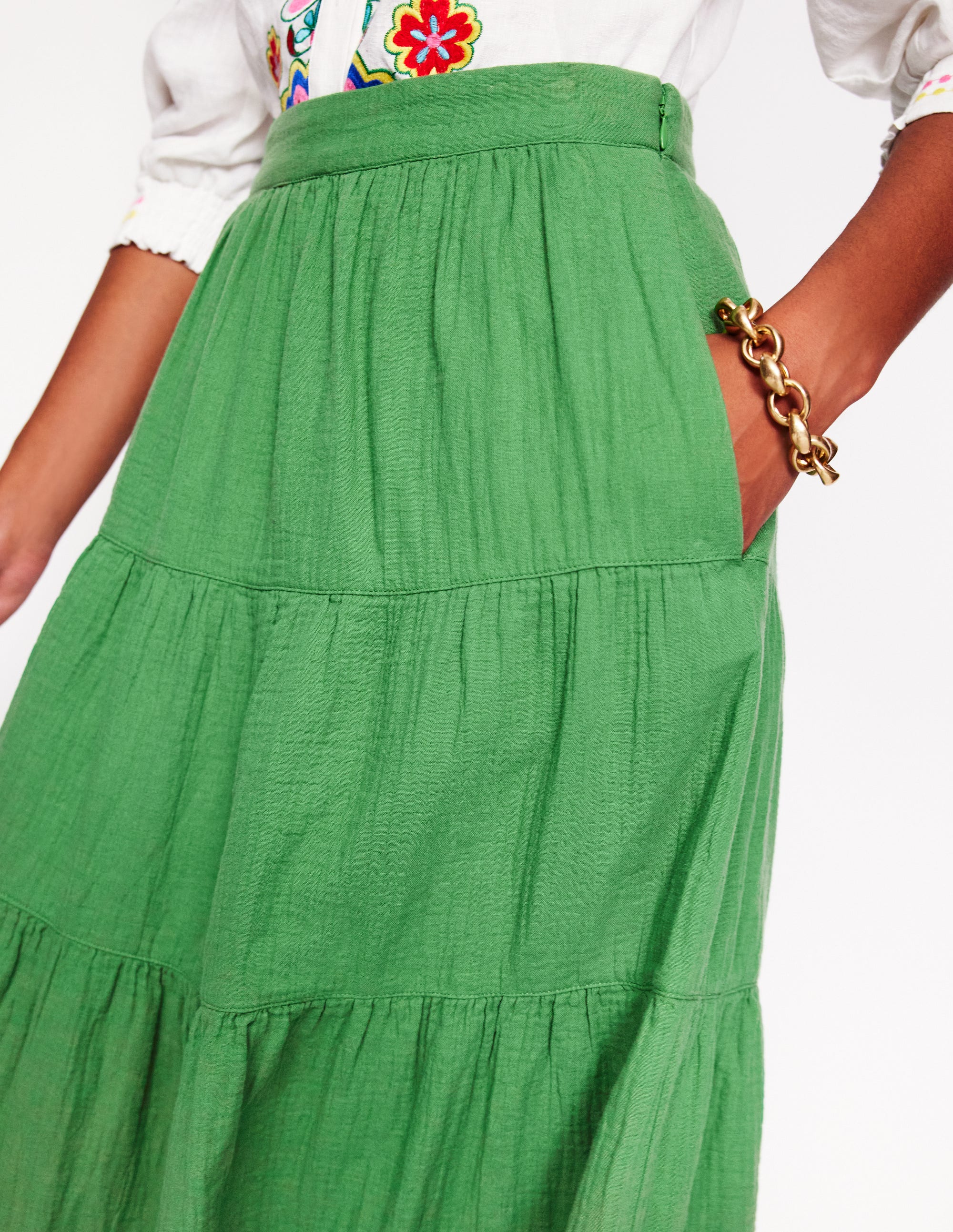 Nadia Double Cloth Maxi Skirt-Paradise Green - Image 2