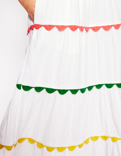 Nadia Double Cloth Maxi Skirt-White-2