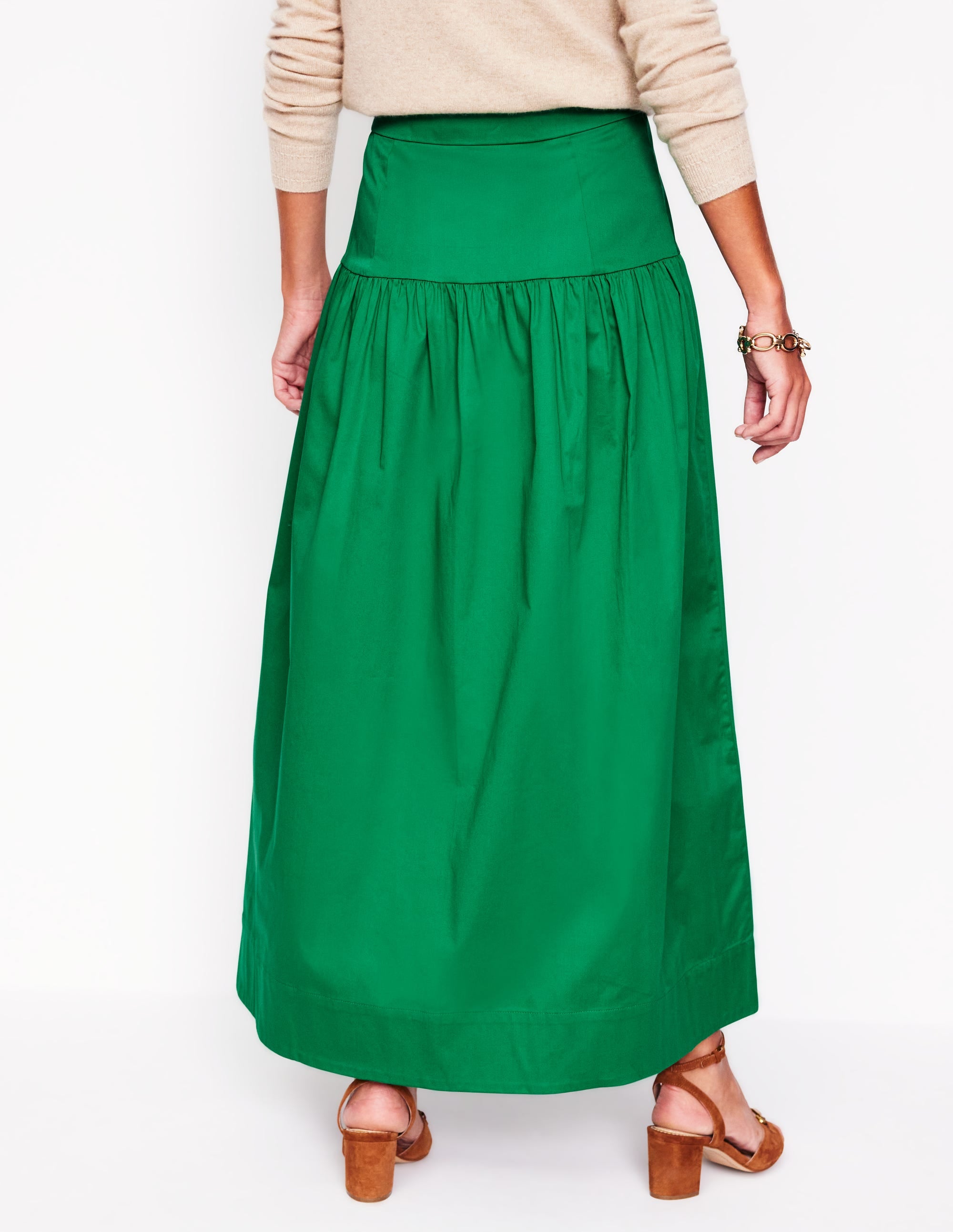Yoke Detail Maxi Skirt-Rich Emerald - Image 3