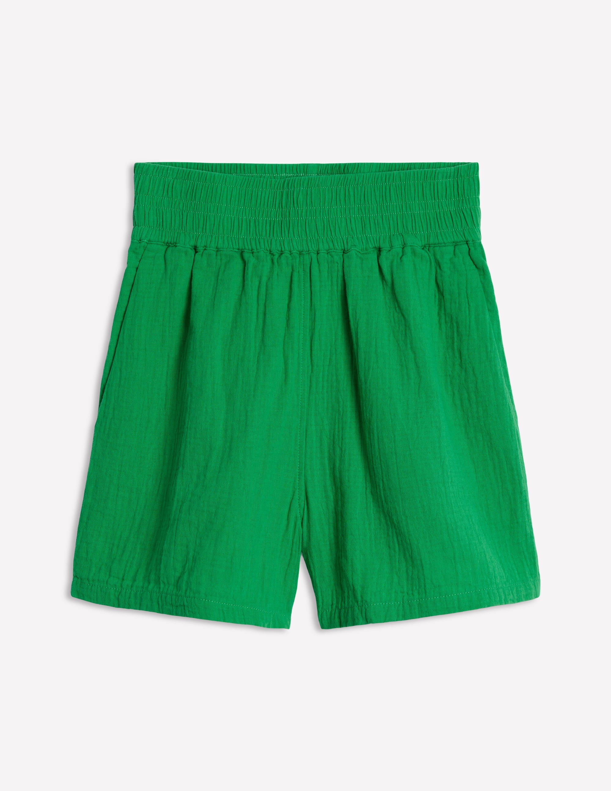 Smocked Double Cloth Shorts-Sapling Green - Image 6